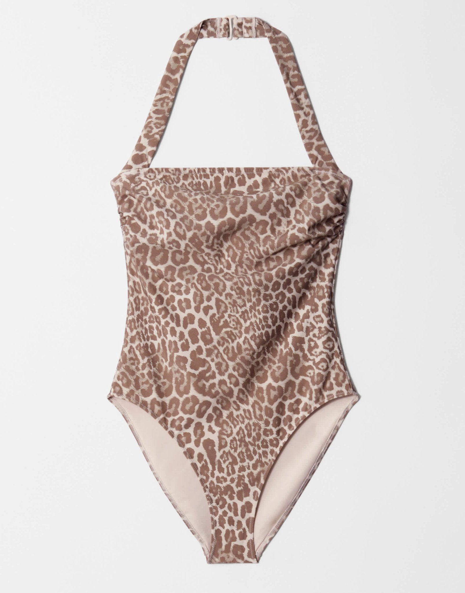& Other Stories halterneck sqaure neck swimsuit in brown leopard print - ASOS Sample Sale