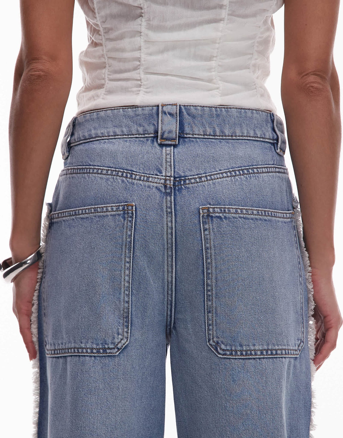 & Other Stories high waist wide denim jeans with fray detail in lightwash blue - ASOS Sample Sale