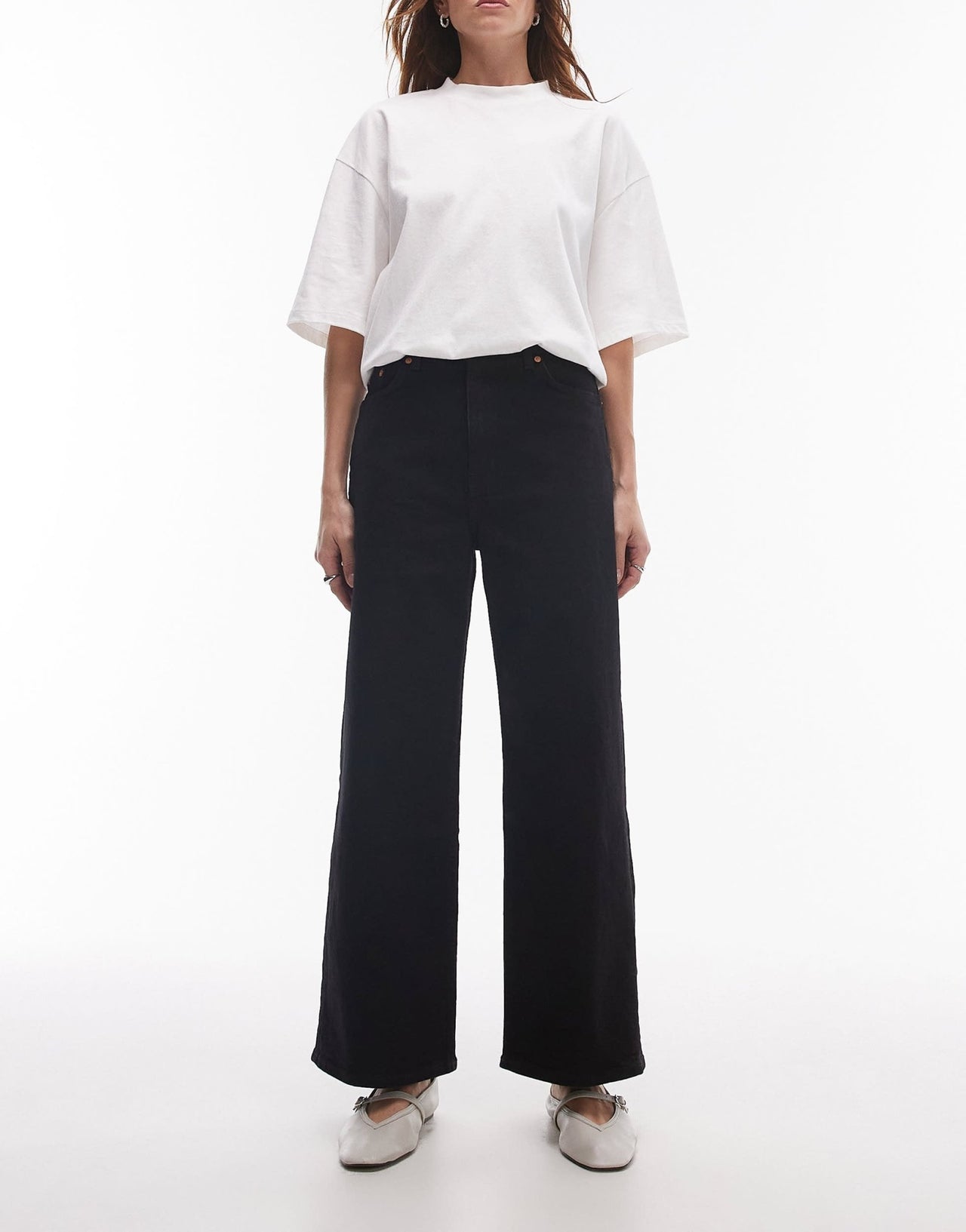 & Other Stories high waist wide leg jeans in washed black - ASOS Sample Sale