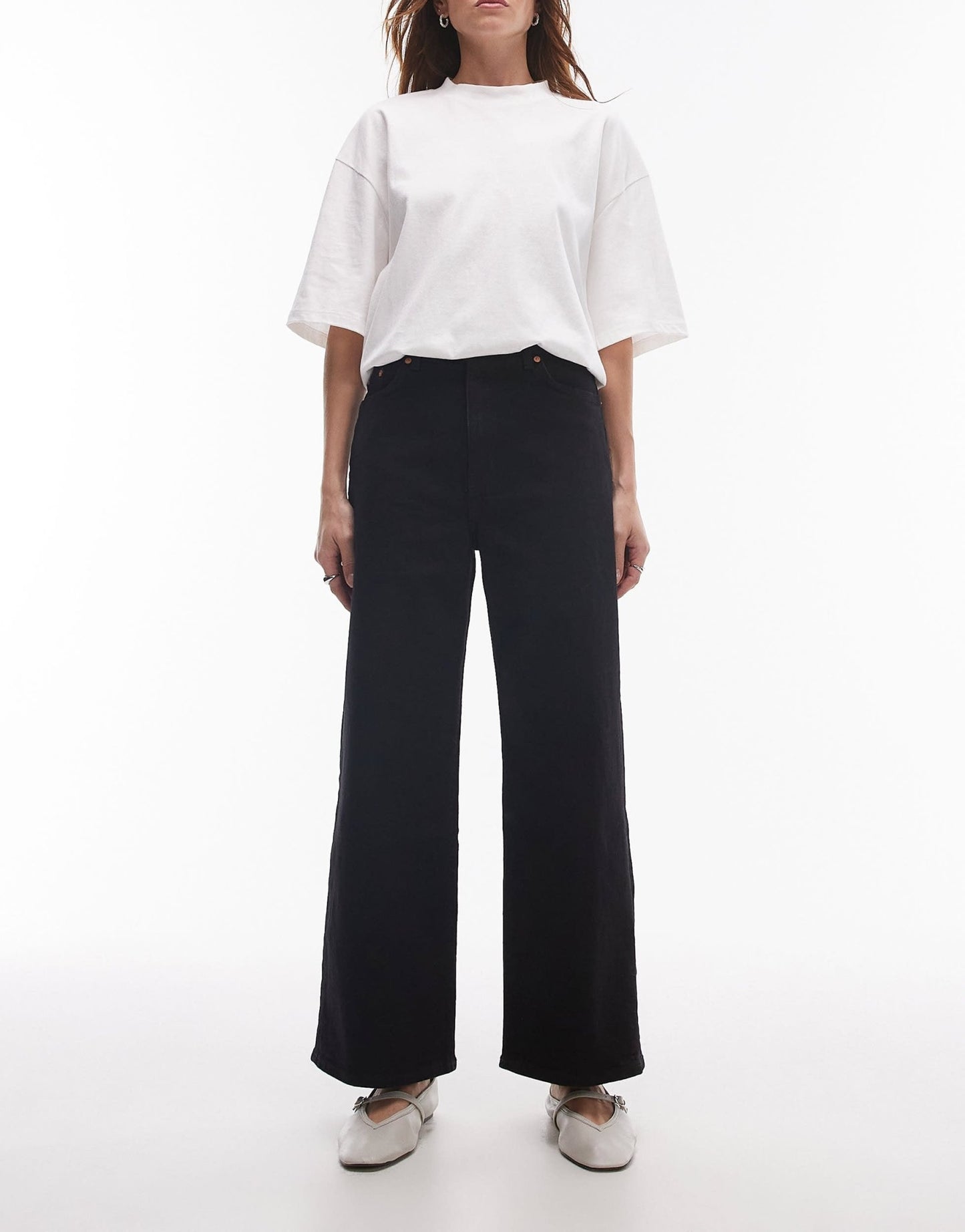 & Other Stories high waist wide leg jeans in washed black - ASOS Sample Sale