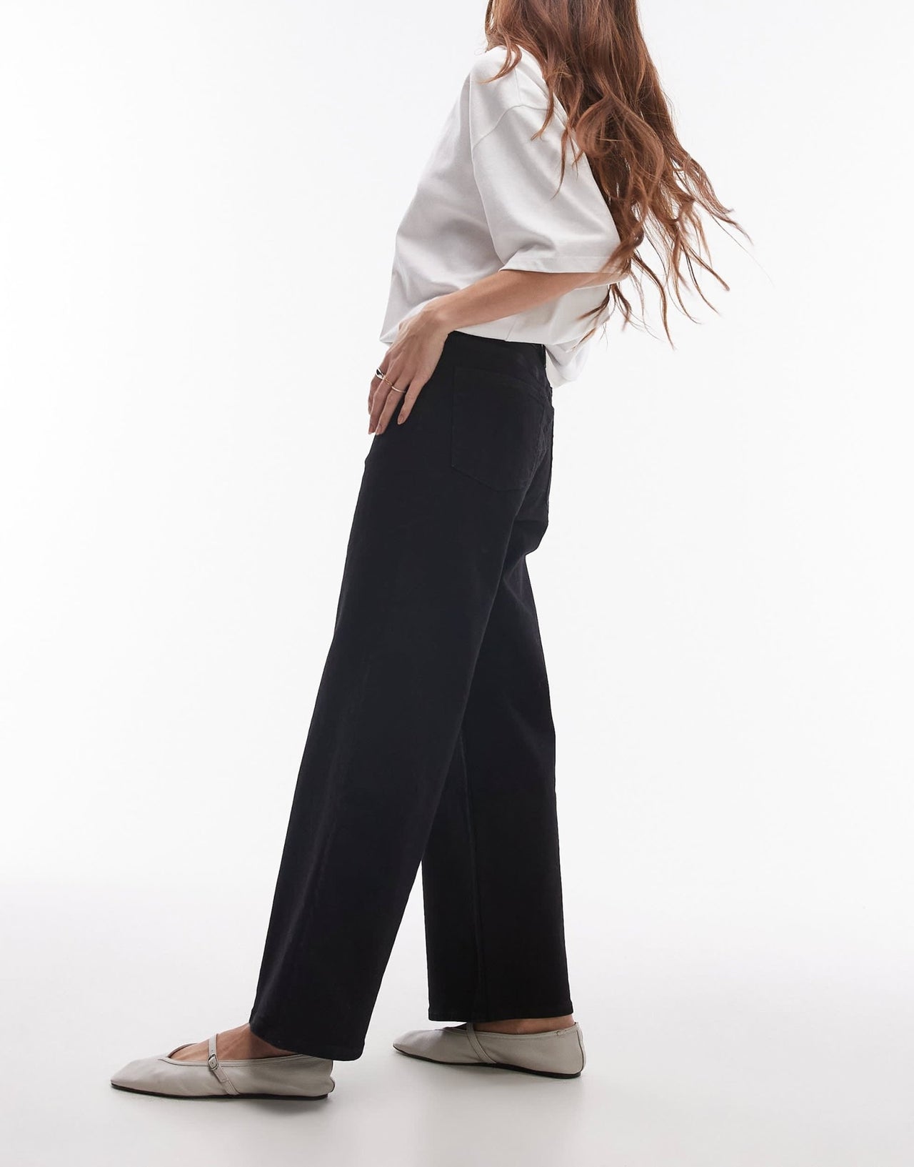 & Other Stories high waist wide leg jeans in washed black - ASOS Sample Sale