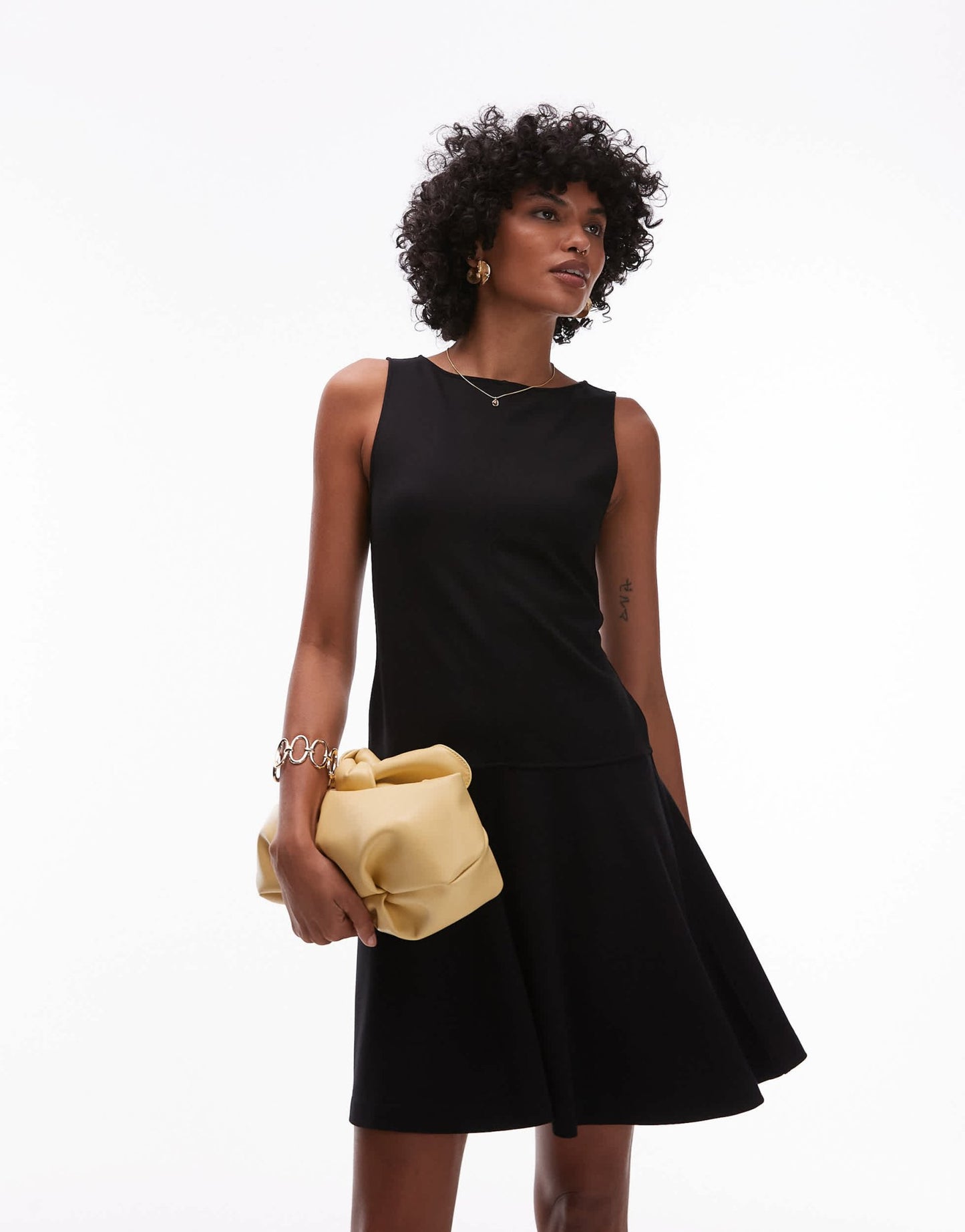& Other Stories jersey boat neck mini dress with skater hem in black - ASOS Sample Sale