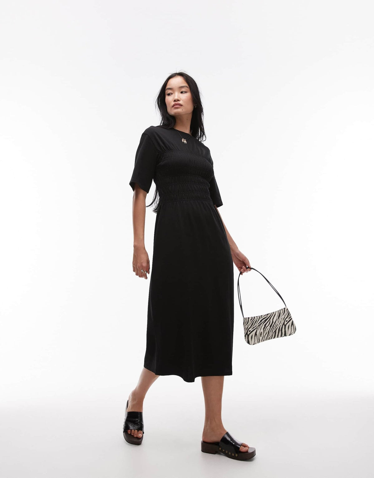 & Other Stories jersey midaxi dress with ruche corset detail in black - ASOS Sample Sale