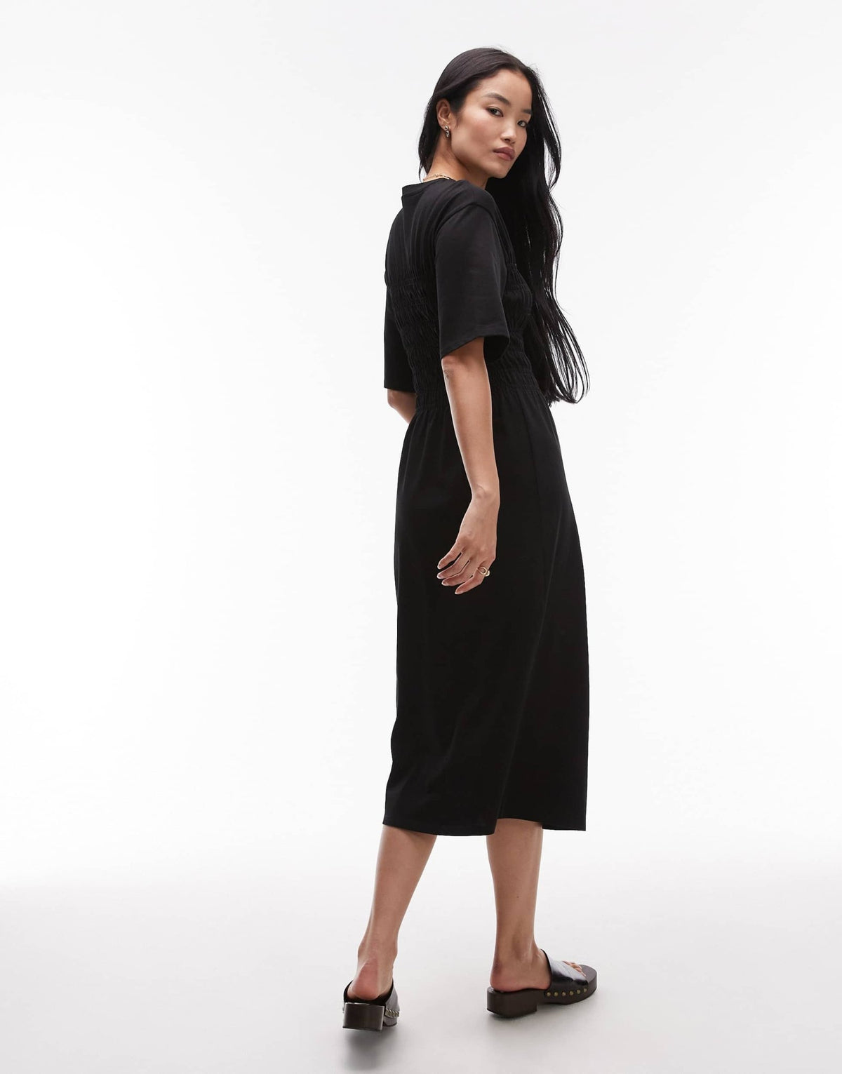& Other Stories jersey midaxi dress with ruche corset detail in black - ASOS Sample Sale