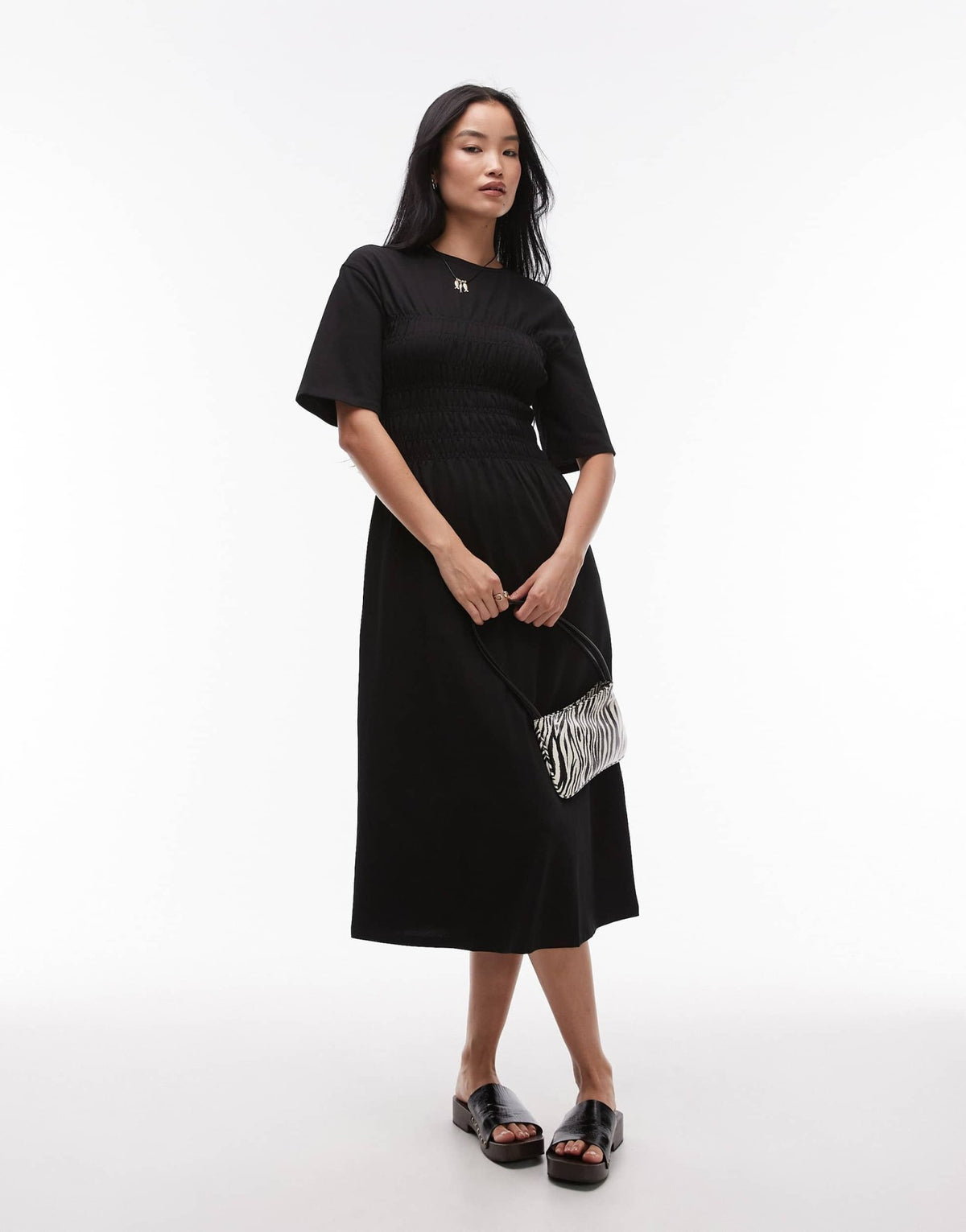 & Other Stories jersey midaxi dress with ruche corset detail in black - ASOS Sample Sale