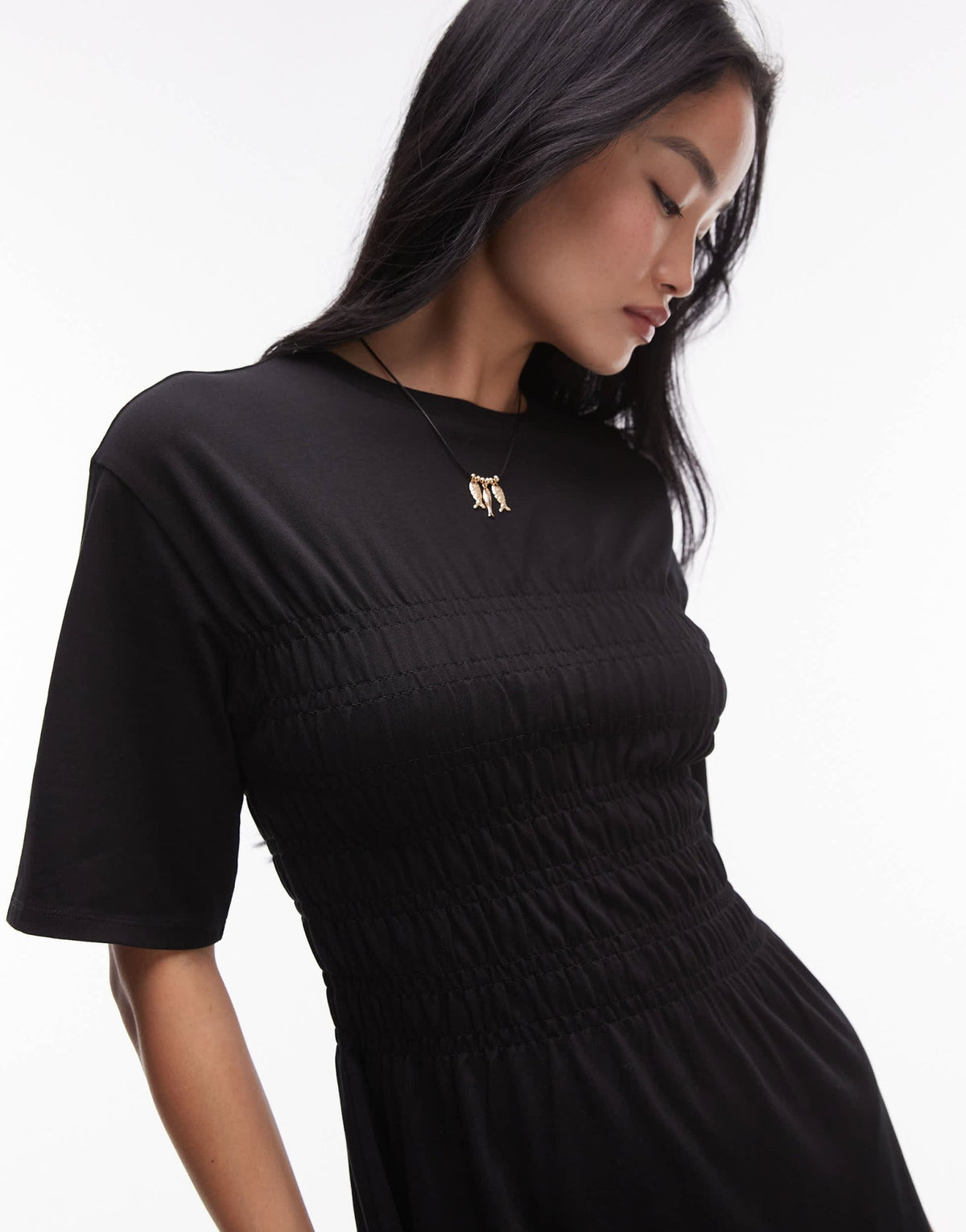 & Other Stories jersey midaxi dress with ruche corset detail in black - ASOS Sample Sale
