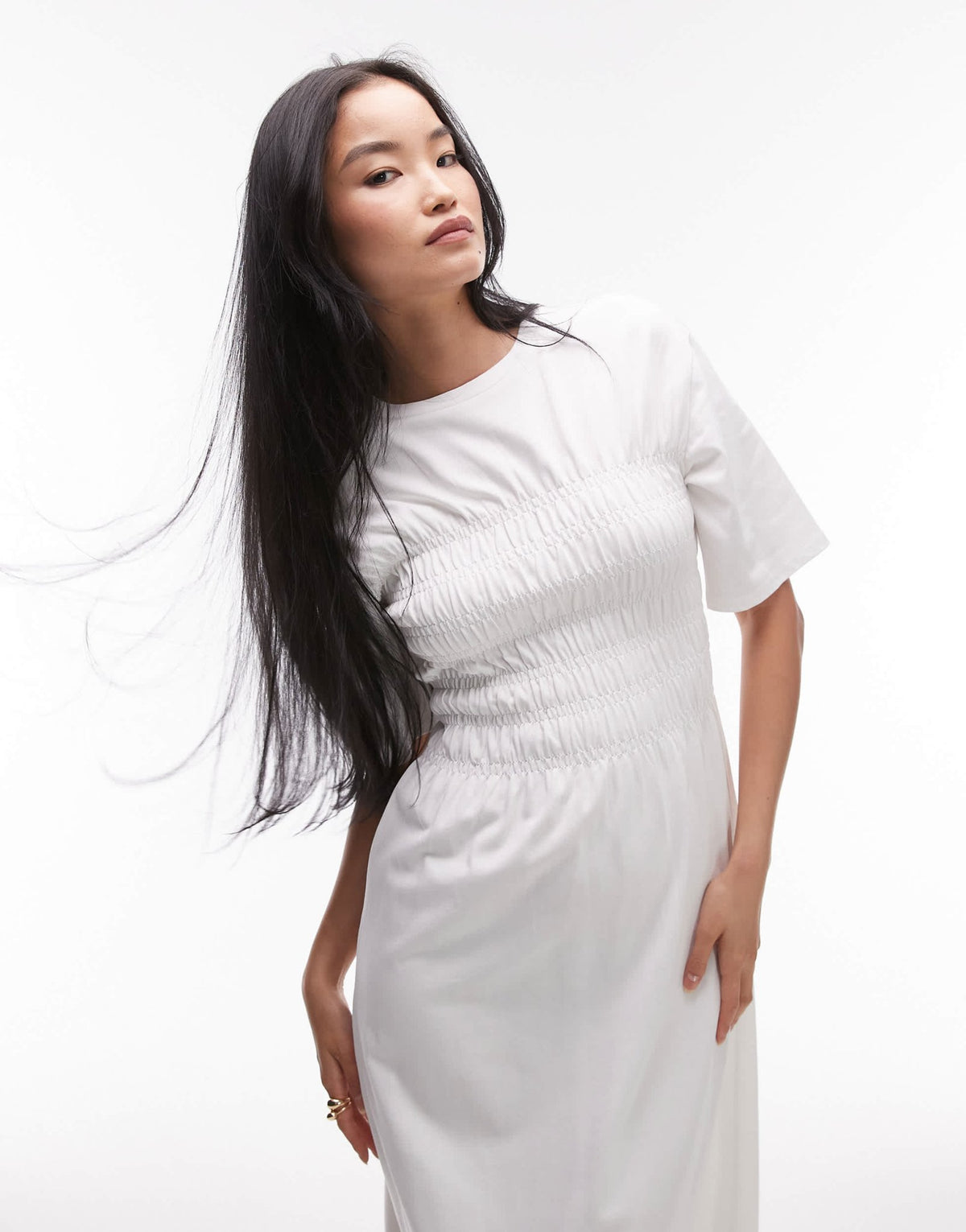 & Other Stories jersey midaxi dress with ruche corset detail in white - ASOS Sample Sale