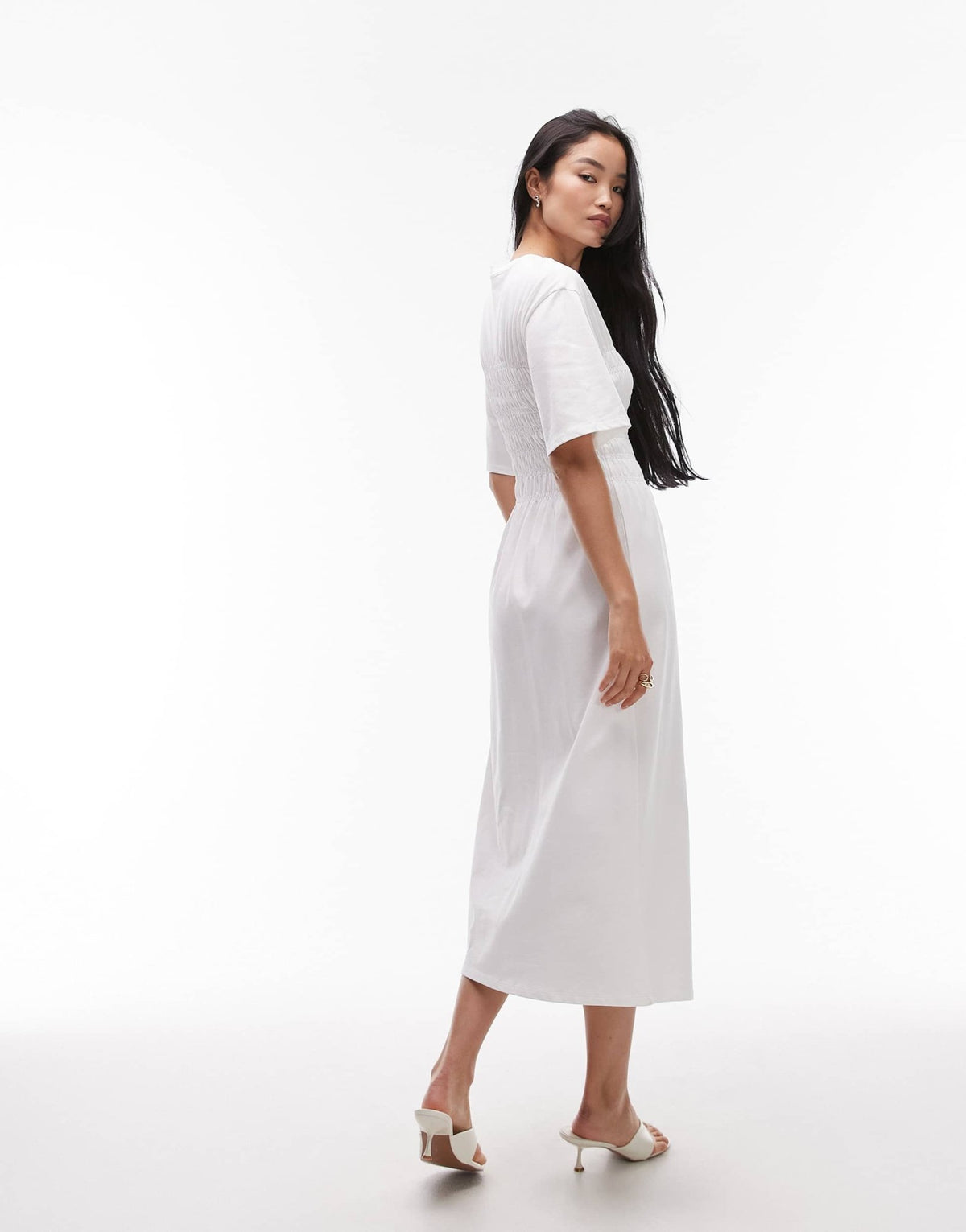 & Other Stories jersey midaxi dress with ruche corset detail in white - ASOS Sample Sale