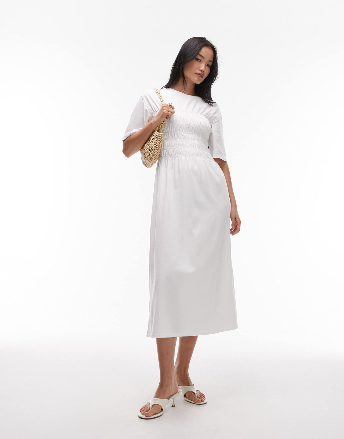 & Other Stories jersey midaxi dress with ruche corset detail in white - ASOS Sample Sale