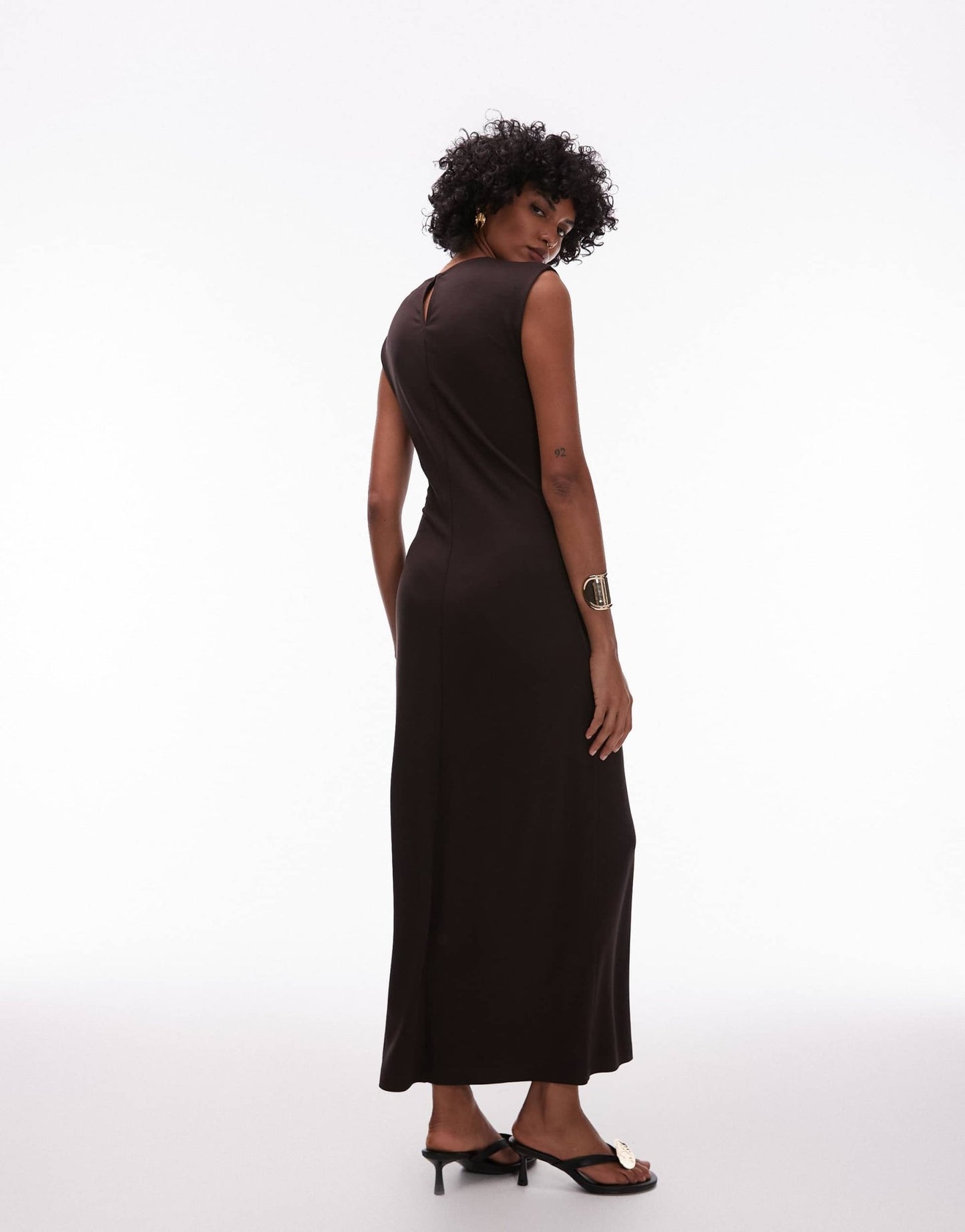 & Other Stories jersey midaxi dress with twist front detail in brown - ASOS Sample Sale