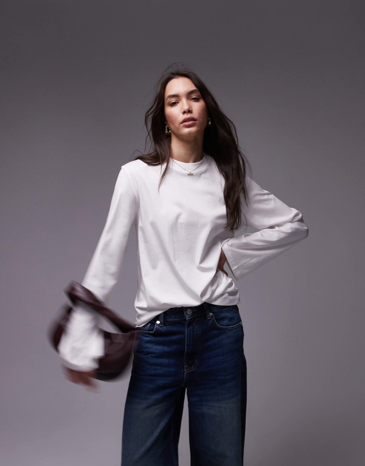 & Other Stories jersey relaxed top with asymmetric side ruche detail in white - ASOS Sample Sale