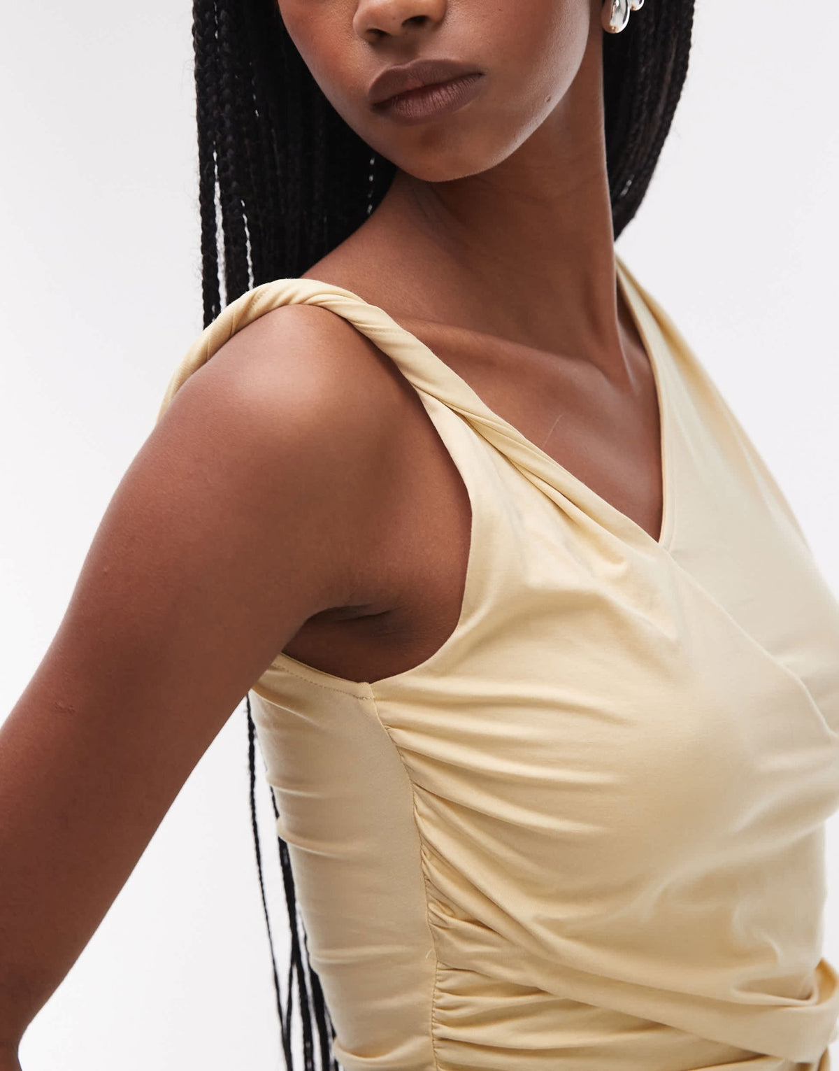 & Other Stories jersey top with twist and drape detail in light yellow - ASOS Sample Sale