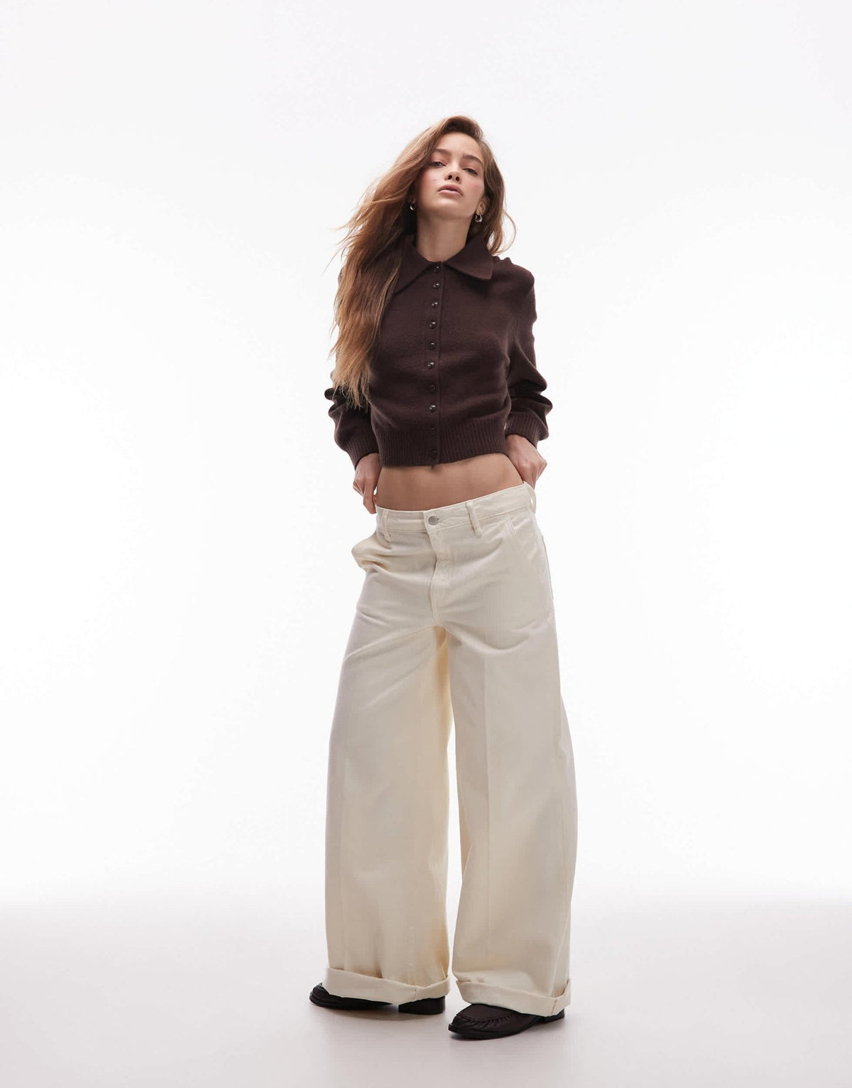 & Other Stories knitted cardigan with collar and button front in brown - ASOS Sample Sale