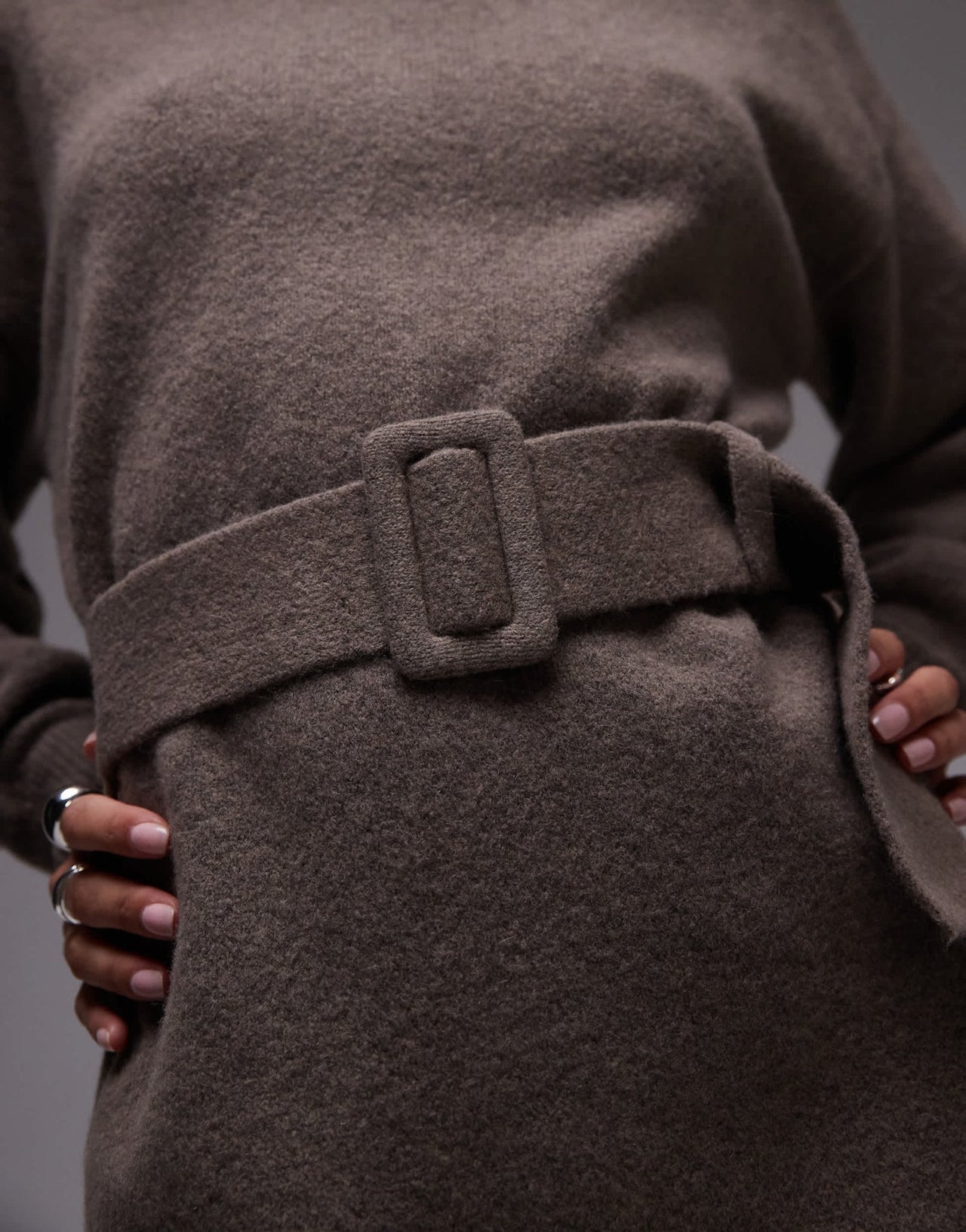 & Other Stories knitted mini dress with belt in mole melange - ASOS Sample Sale