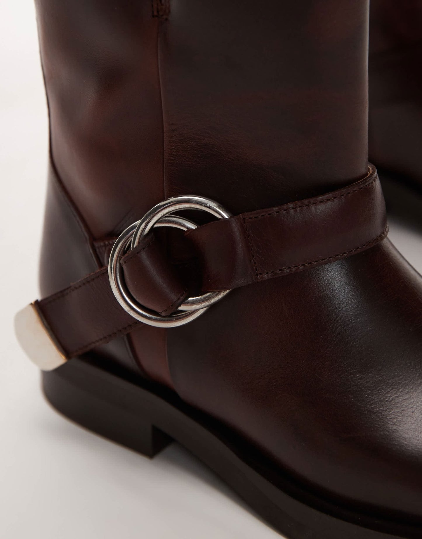 & Other Stories leather biker boots with square toe in brown - ASOS Sample Sale