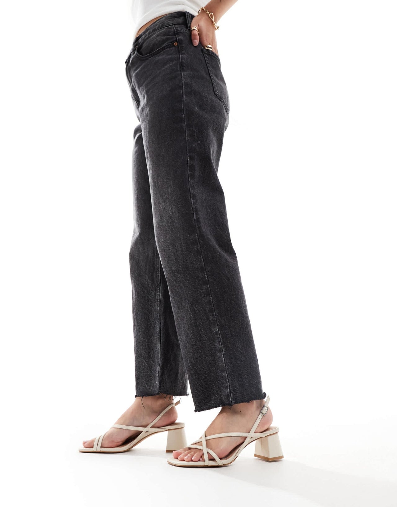 & Other Stories leather heeled strappy sandals in off - white - ASOS Sample Sale