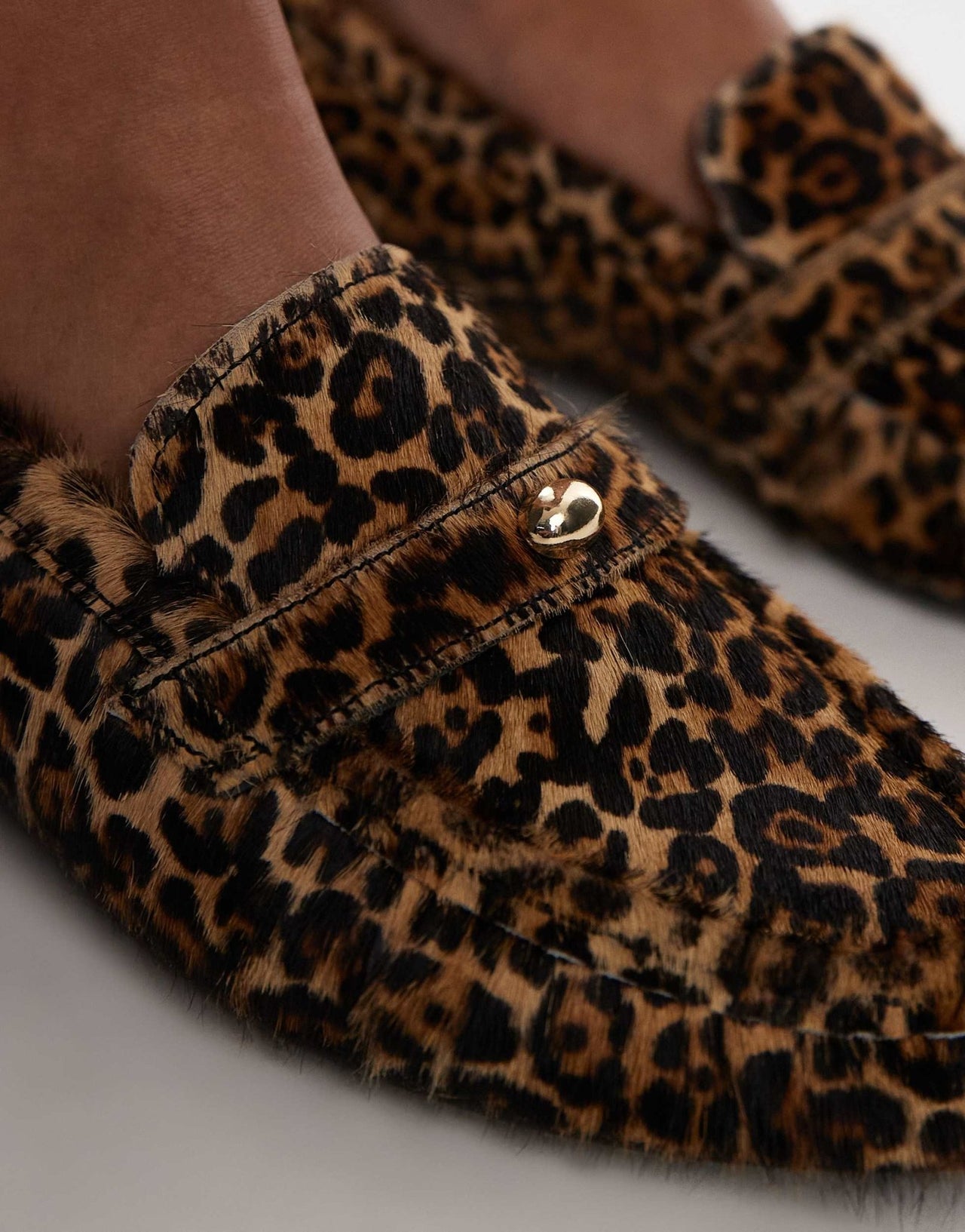 & Other Stories leather loafers in textured leopard with gold detail - ASOS Sample Sale