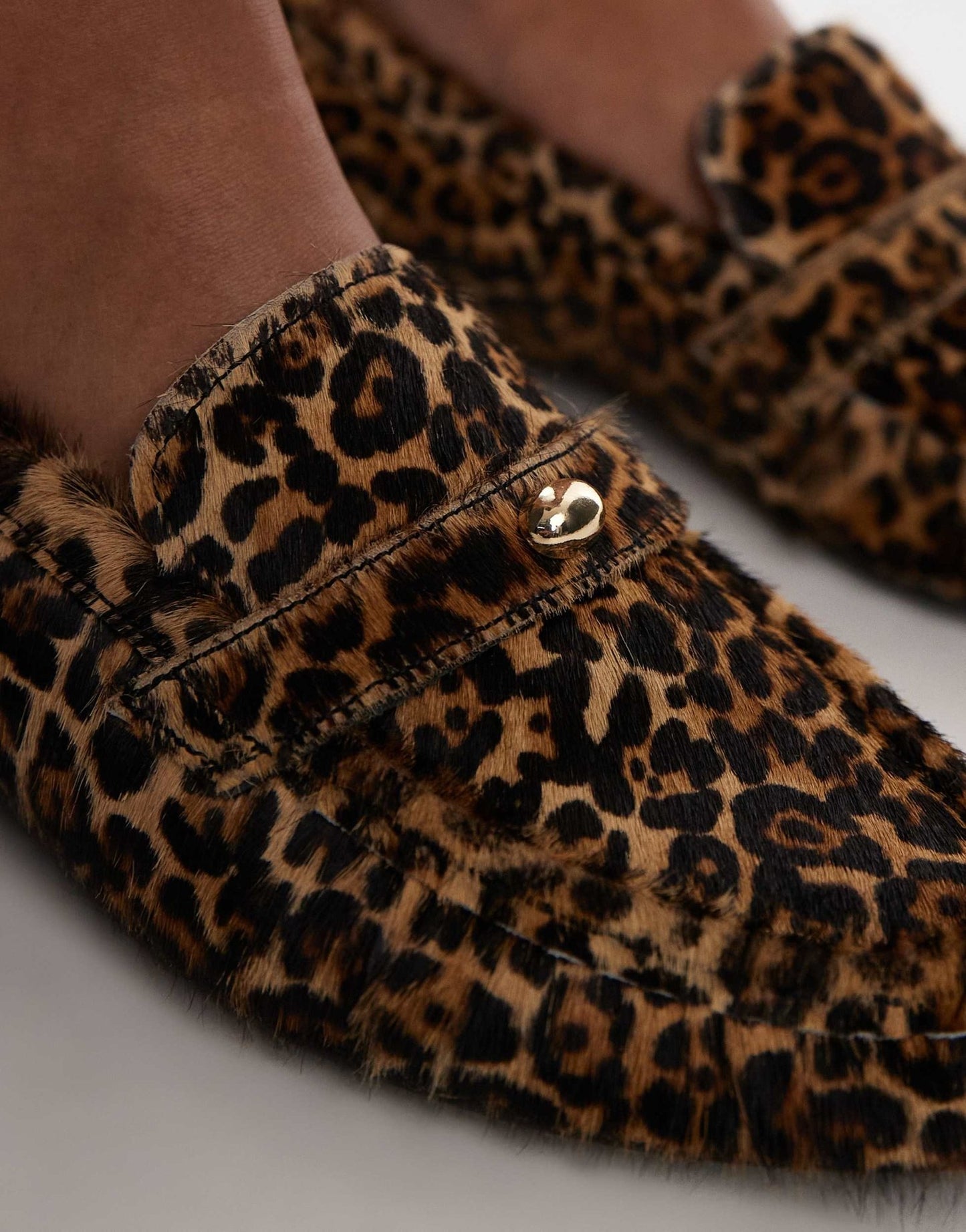 & Other Stories leather loafers in textured leopard with gold detail - ASOS Sample Sale