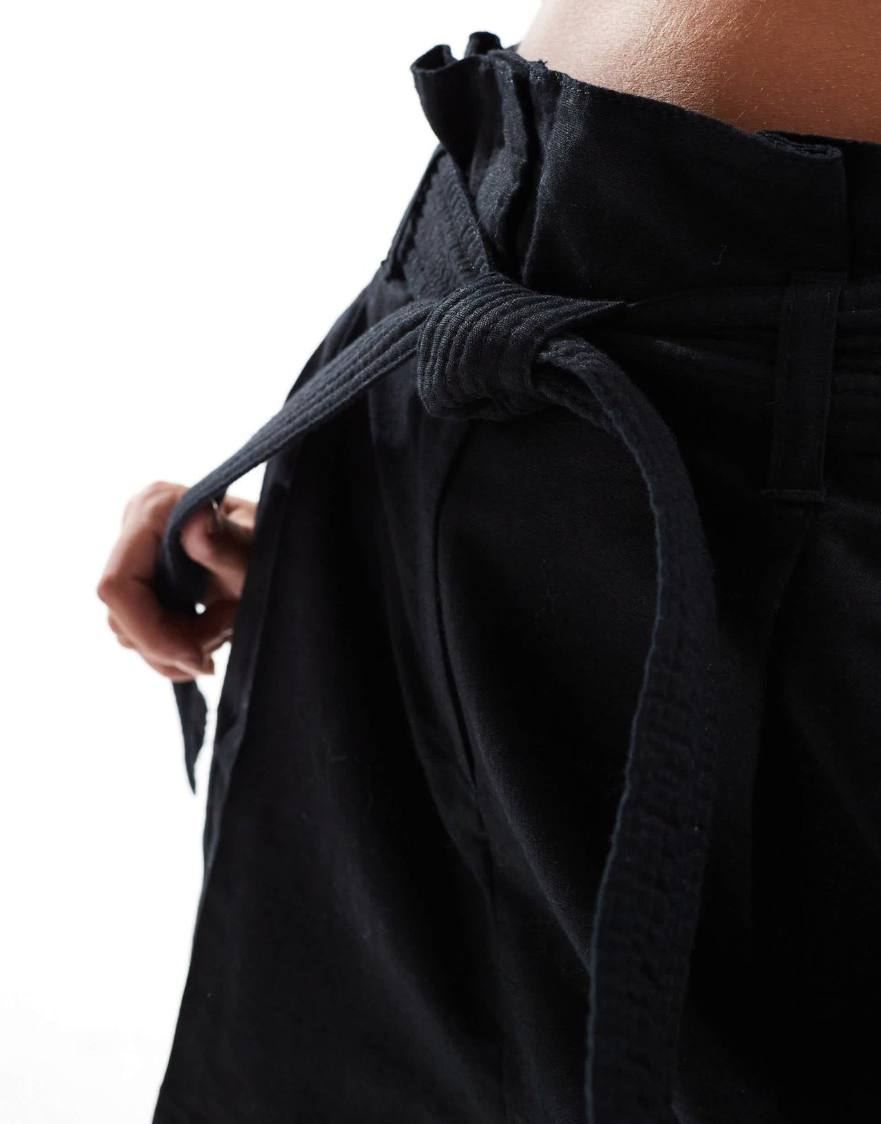 & Other Stories linen high waist belted shorts in black - ASOS Sample Sale
