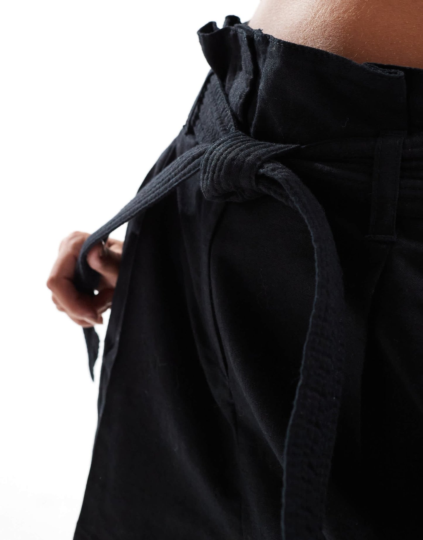 & Other Stories linen high waist belted shorts in black - ASOS Sample Sale