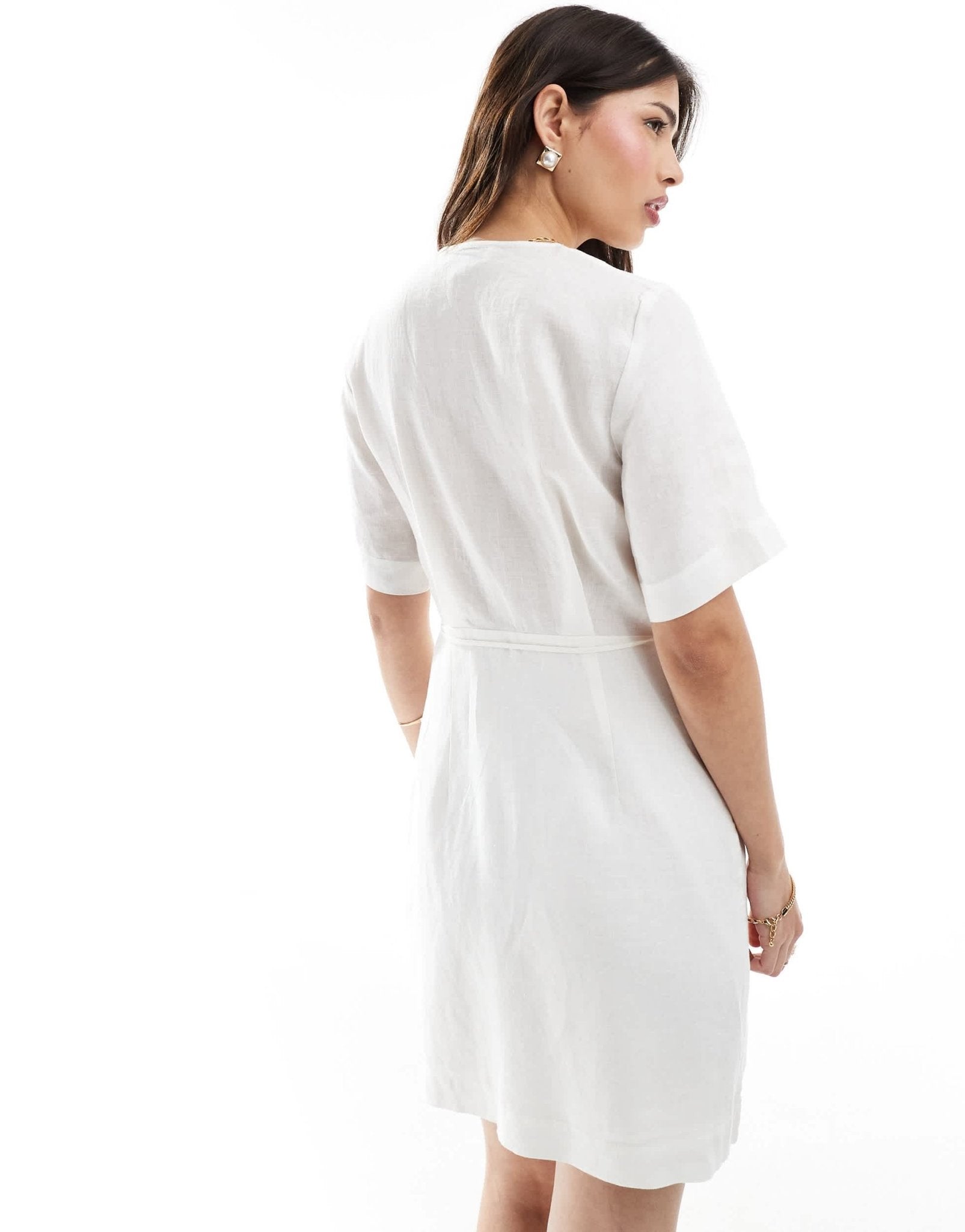 & Other Stories linen wrap mini dress in white - ASOS Sample Sale