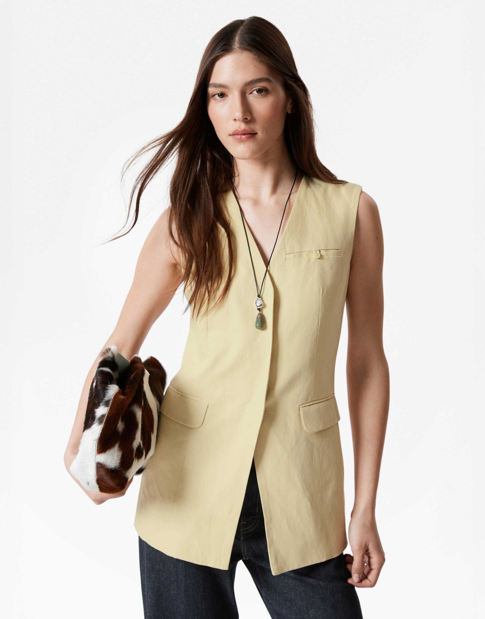 & Other Stories longline waistcoat in light yellow - ASOS Sample Sale