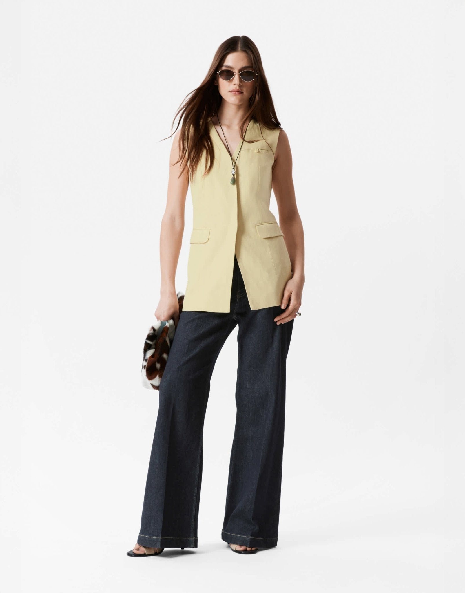 & Other Stories longline waistcoat in light yellow - ASOS Sample Sale