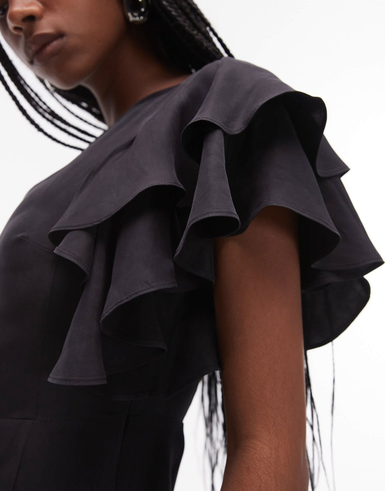 & Other Stories maxi dress with ruffle sleeves and open back in black - ASOS Sample Sale