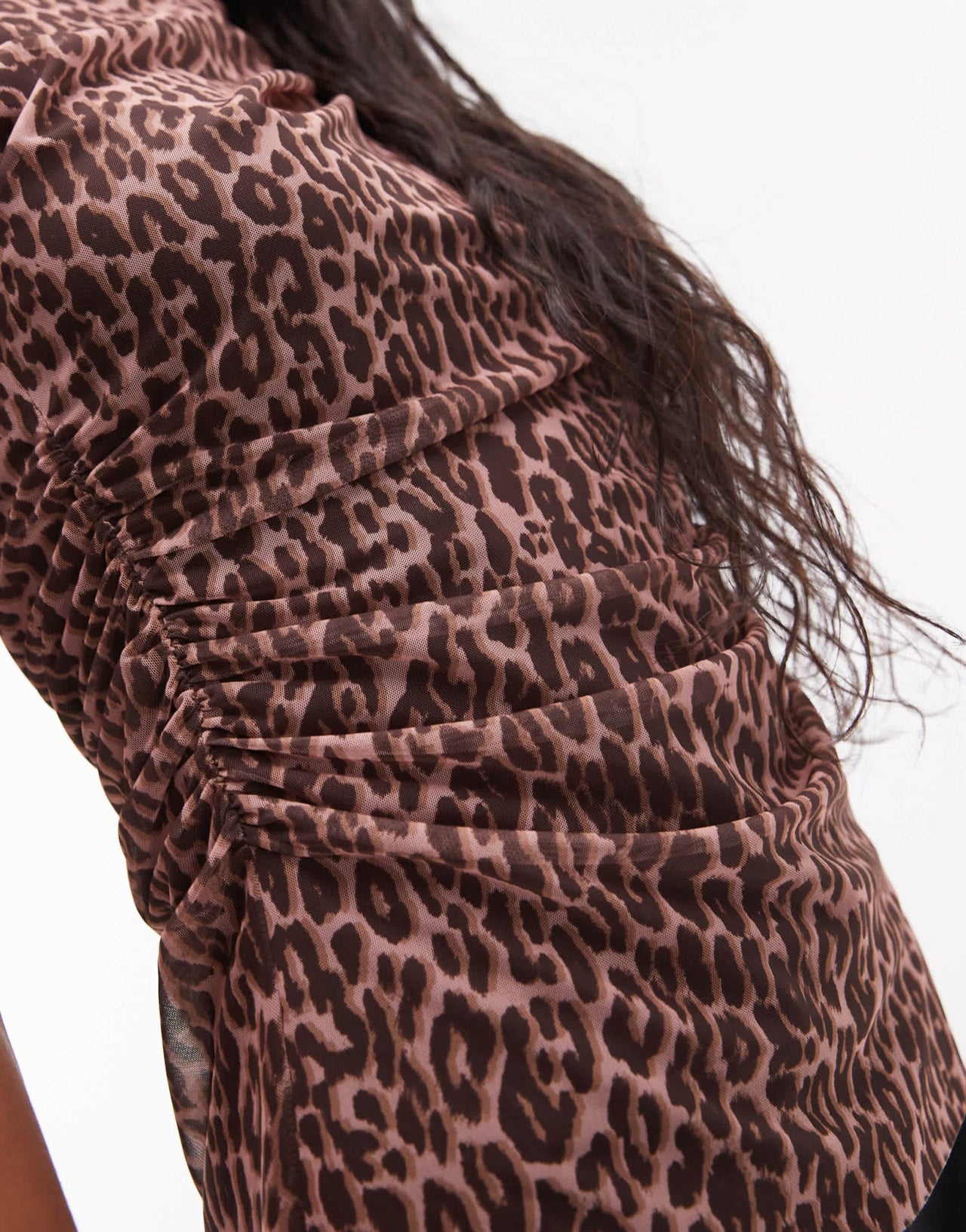 & Other Stories mesh top with drape detail&nbsp;in leopard print - ASOS Sample Sale
