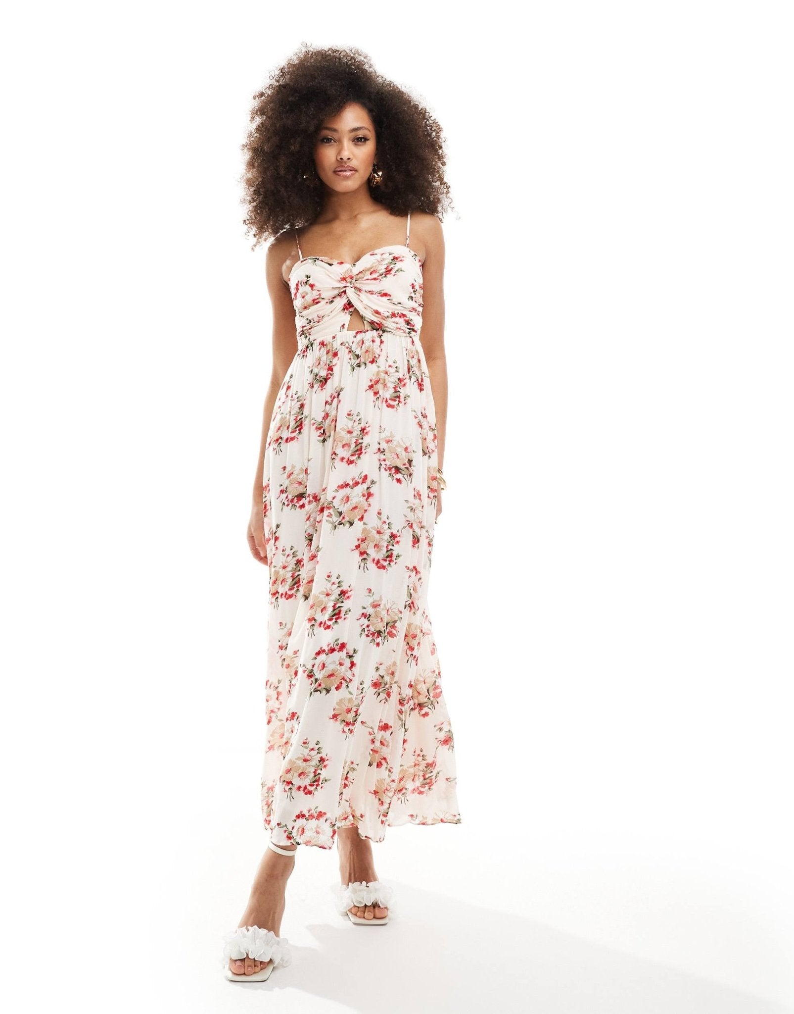& Other Stories midaxi bustier dress with keyhole twist front detail in floral print - ASOS Sample Sale