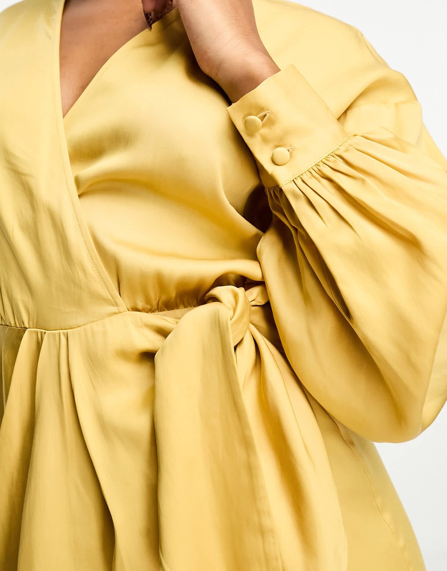 & Other Stories midi wrap dress in dusty yellow - ASOS Sample Sale