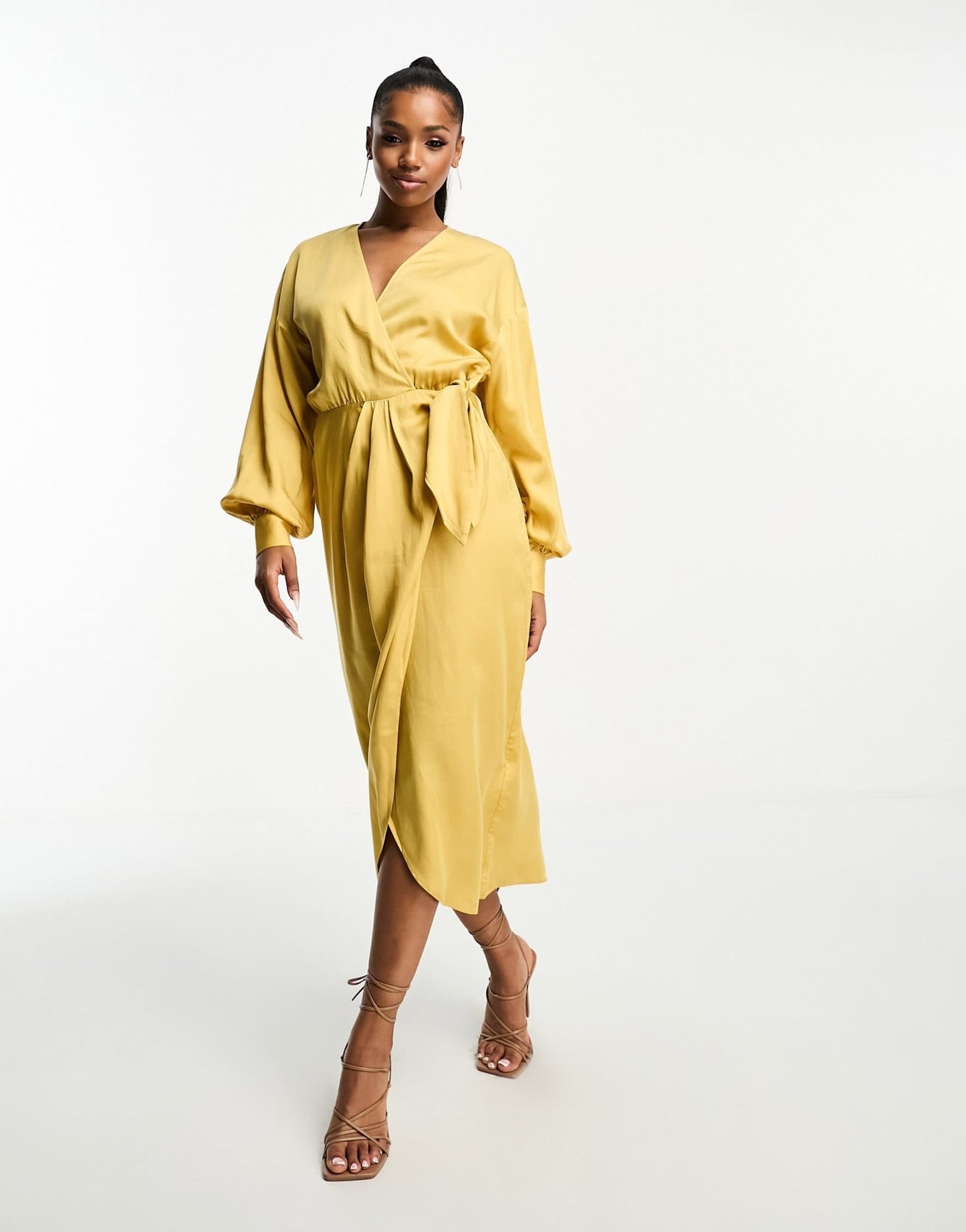 & Other Stories midi wrap dress in dusty yellow - ASOS Sample Sale