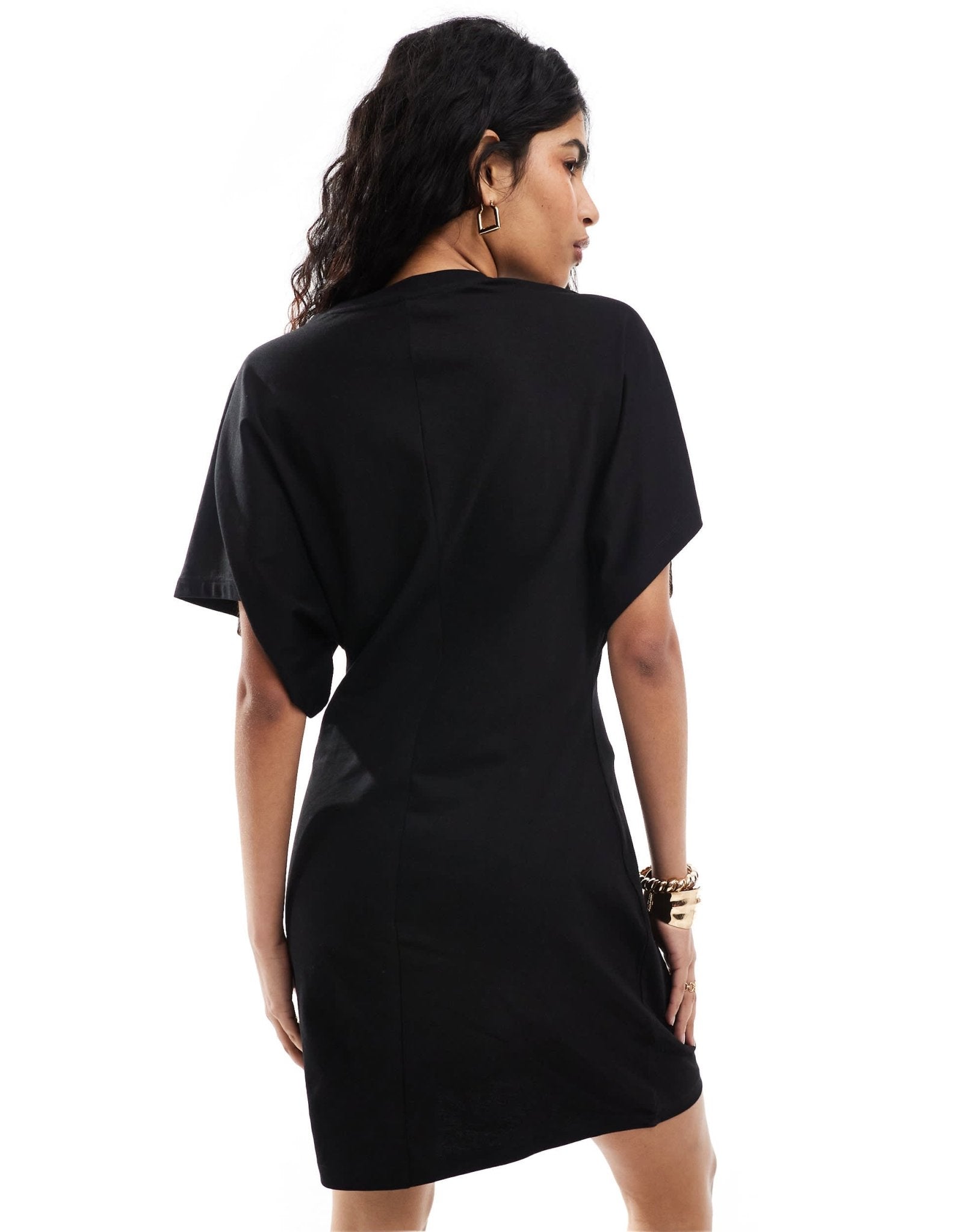 & Other Stories mini jersey t-shirt dress with short kimono sleeves in black - ASOS Sample Sale
