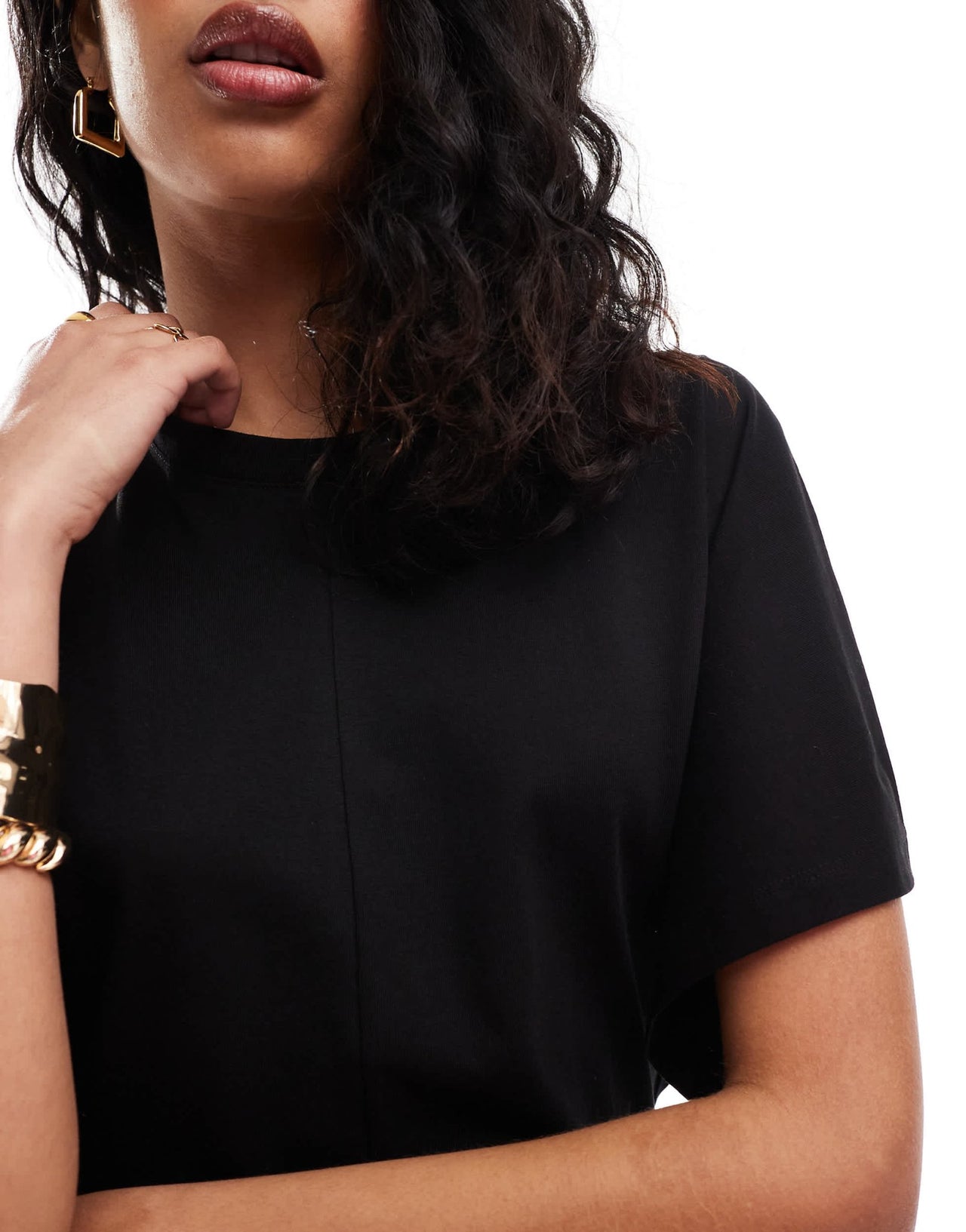 & Other Stories mini jersey t-shirt dress with short kimono sleeves in black - ASOS Sample Sale