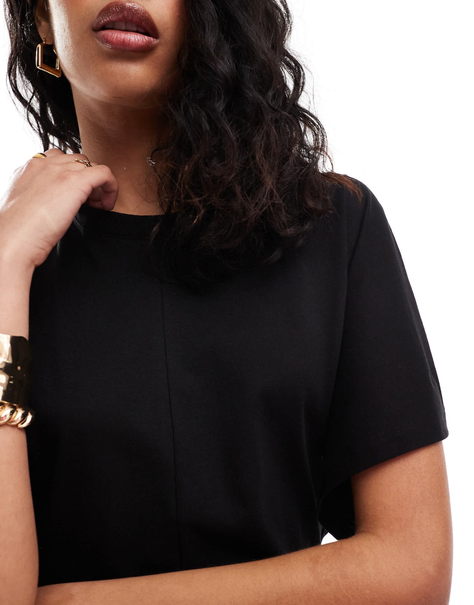 & Other Stories mini jersey t-shirt dress with short kimono sleeves in black - ASOS Sample Sale