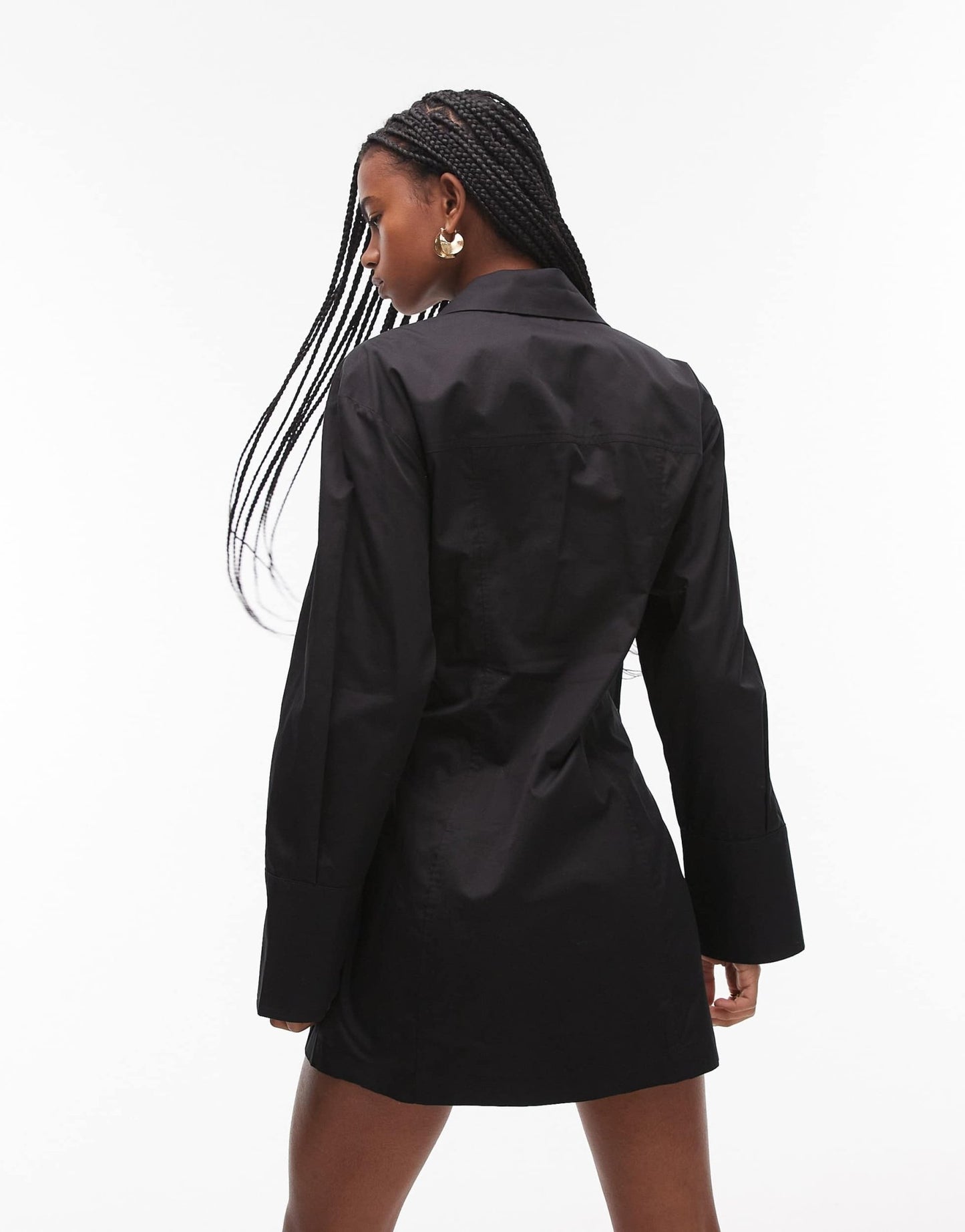 & Other Stories mini shirt dress with ruche wrap front in black - ASOS Sample Sale