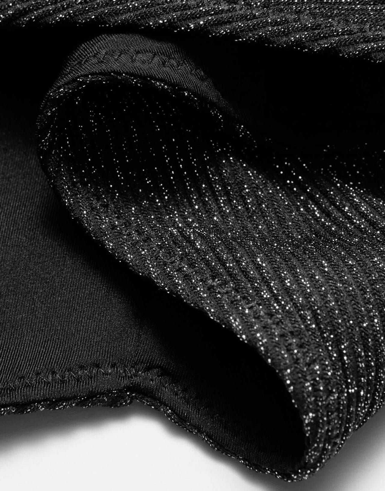 & Other Stories mix and match knot front bandeau bikini top with gold glitter thread and removeable padding in black - ASOS Sample Sale