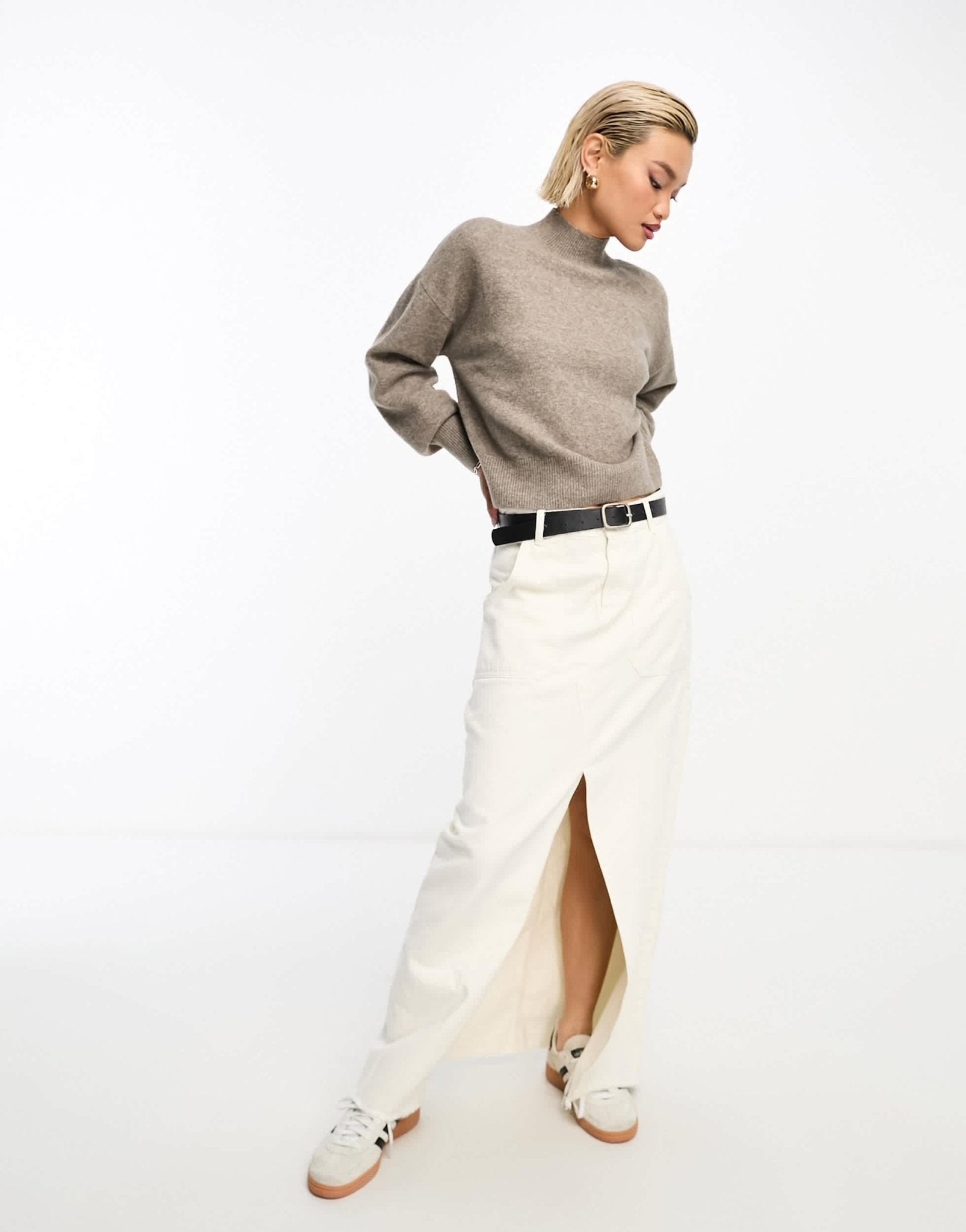 & Other Stories mock neck jumper in dark grey melange - ASOS Sample Sale