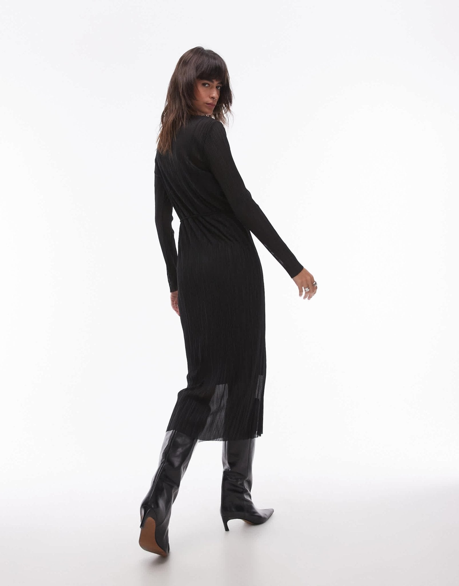 & Other Stories plisse mesh midi dress in black - ASOS Sample Sale