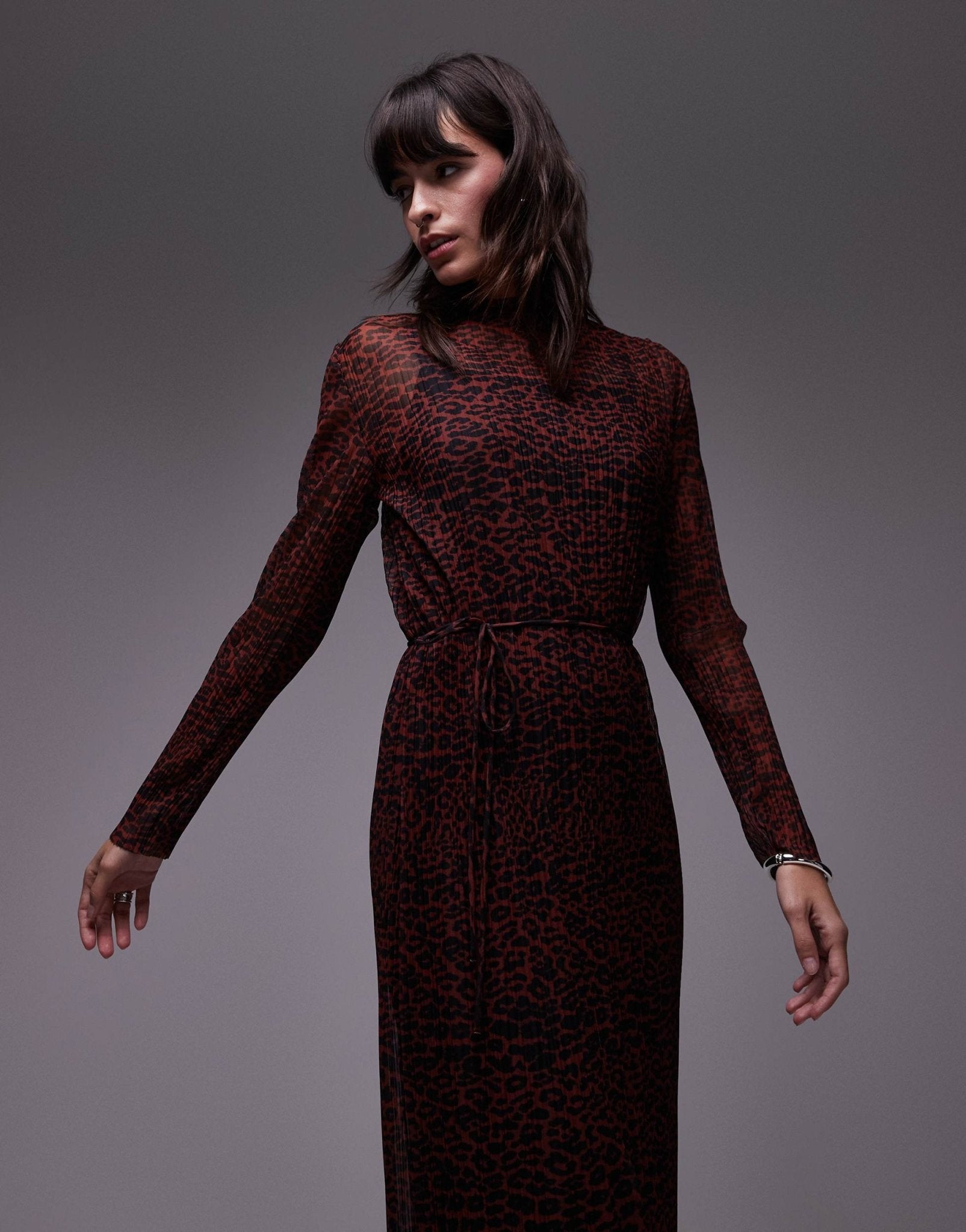 & Other Stories plisse mesh midi dress in leopard print - ASOS Sample Sale