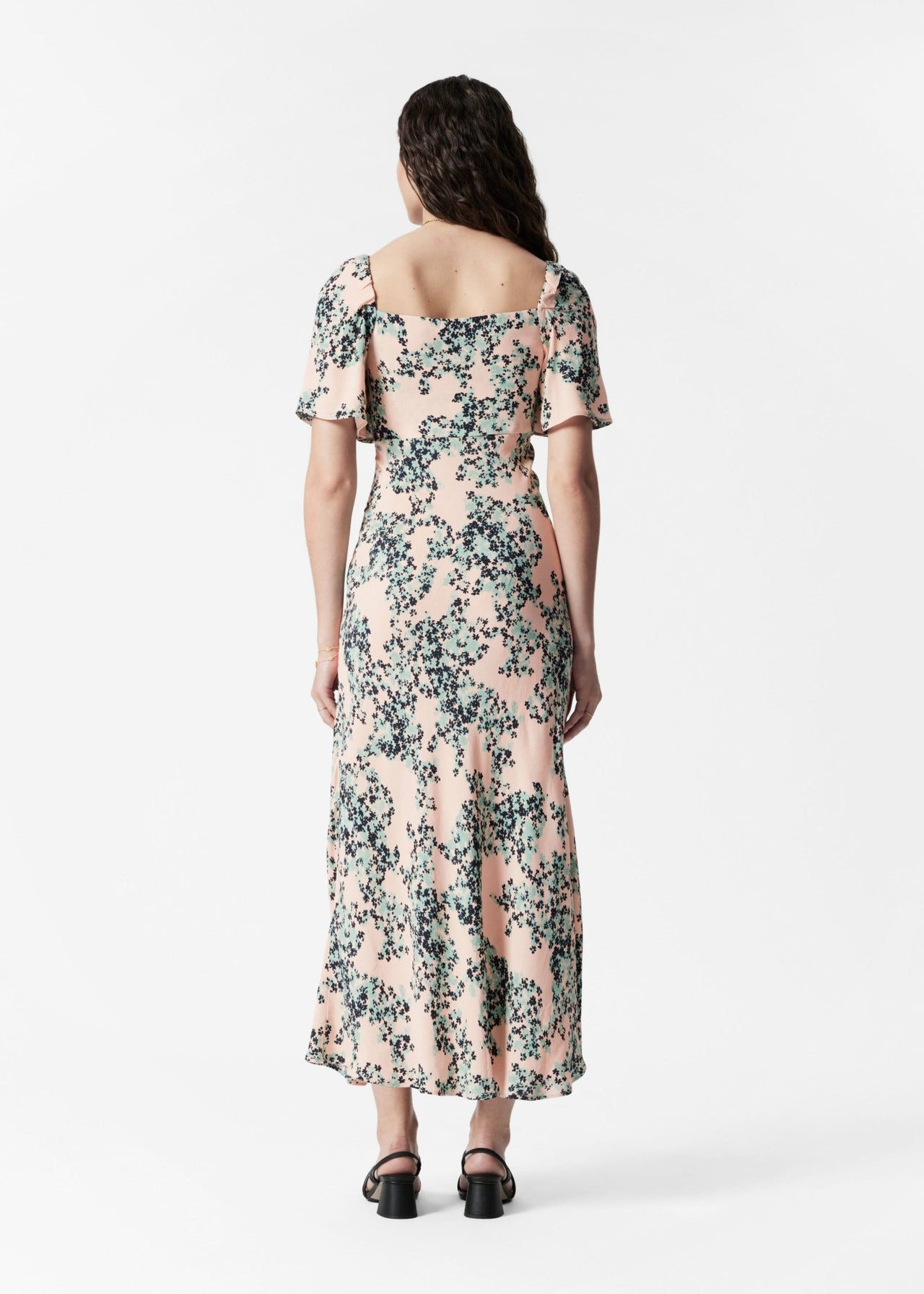 & Other Stories puff sleeve midaxi dress with twist sweetheart neckline in floral print - ASOS Sample Sale