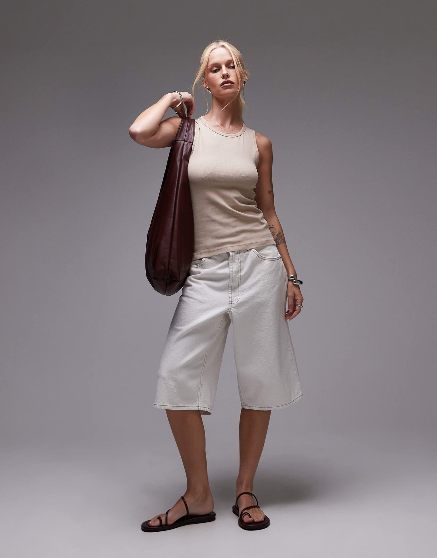 & Other Stories racer back vest top in beige - ASOS Sample Sale