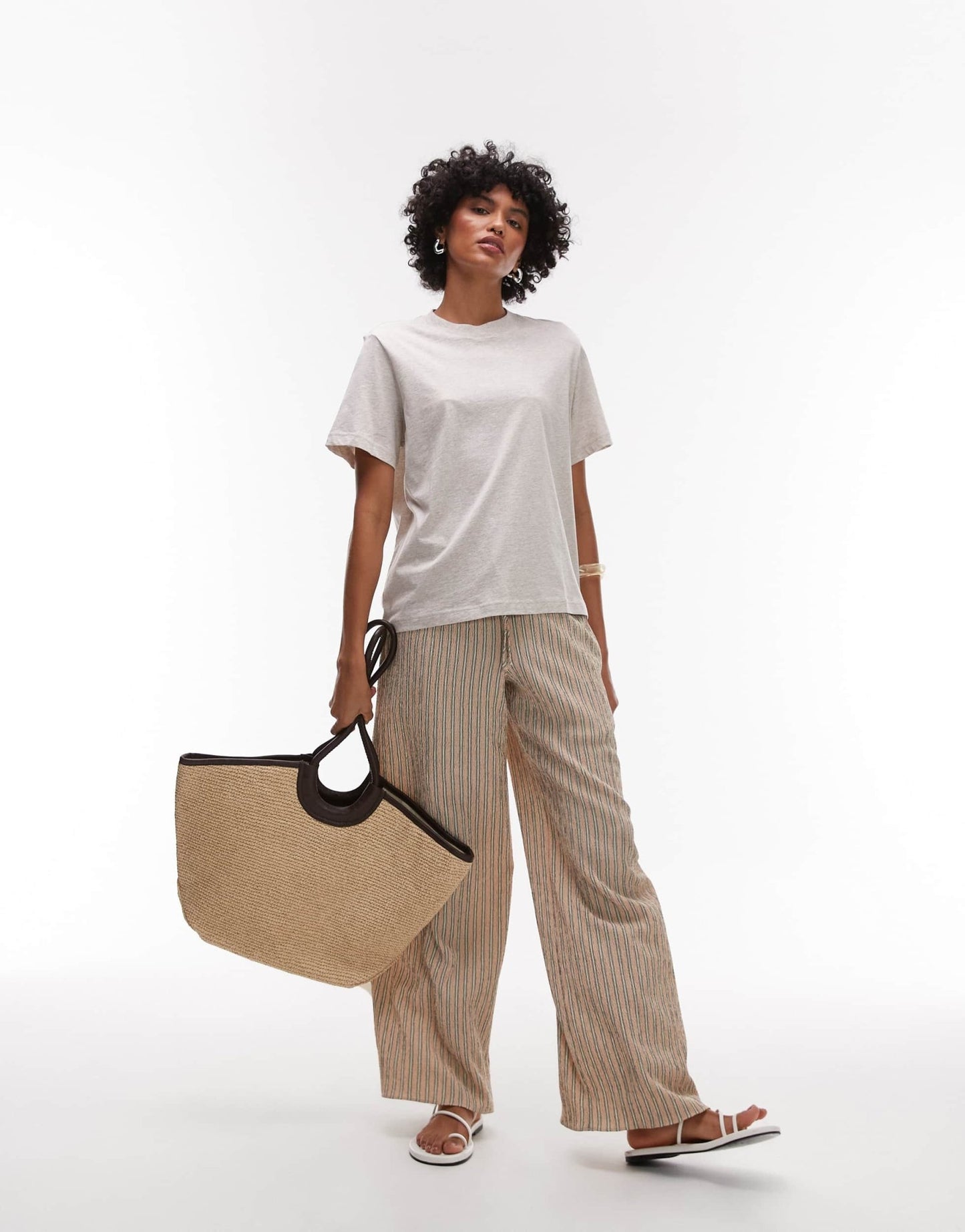 & Other Stories relaxed short sleeve t-shirt in light beige melange - ASOS Sample Sale