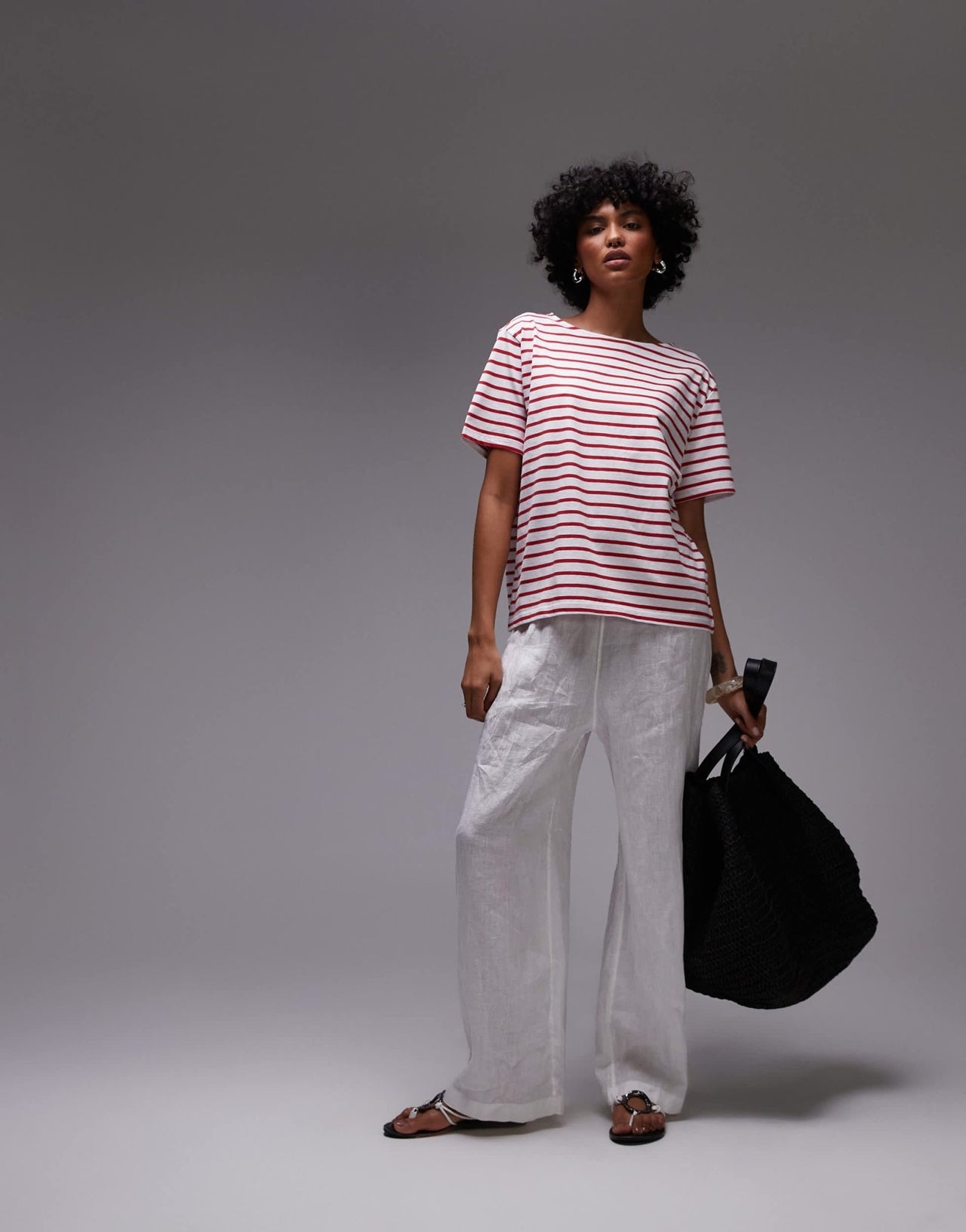 & Other Stories relaxed short sleeve t-shirt top in red and white stripes - ASOS Sample Sale