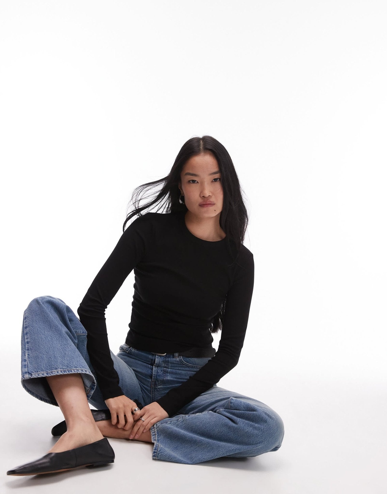& Other Stories rib long sleeve top in black - ASOS Sample Sale