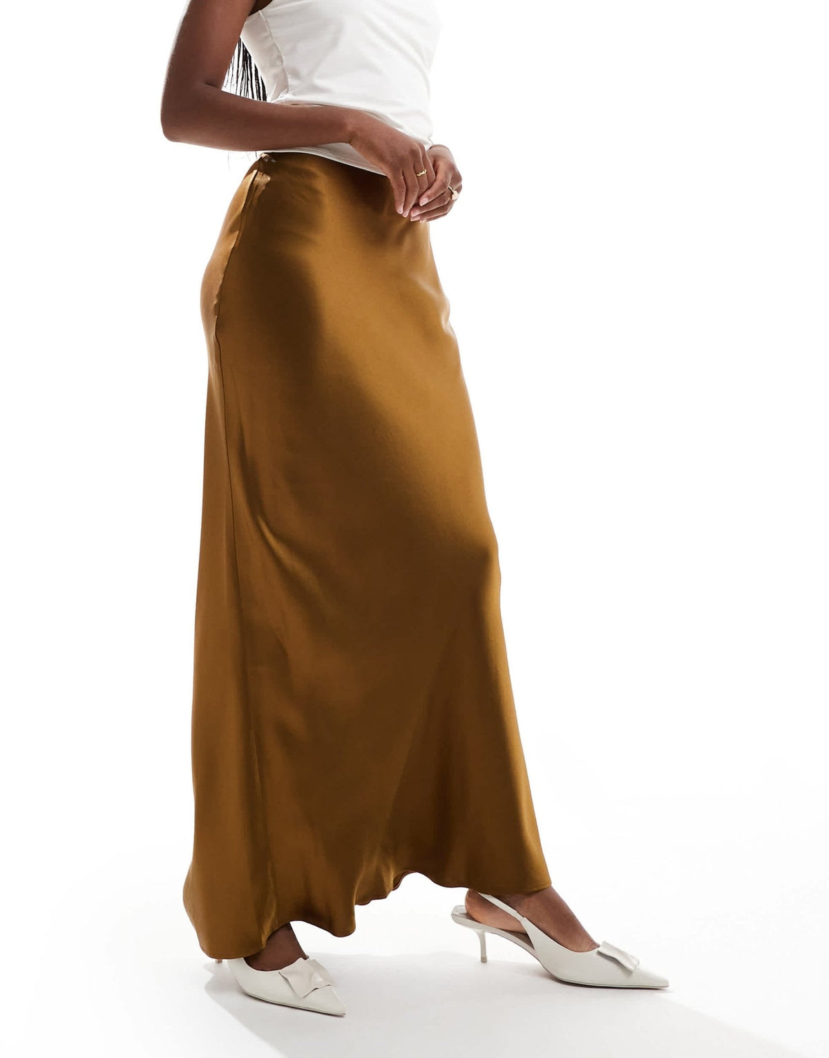 & Other Stories satin maxi skirt in brown - ASOS Sample Sale