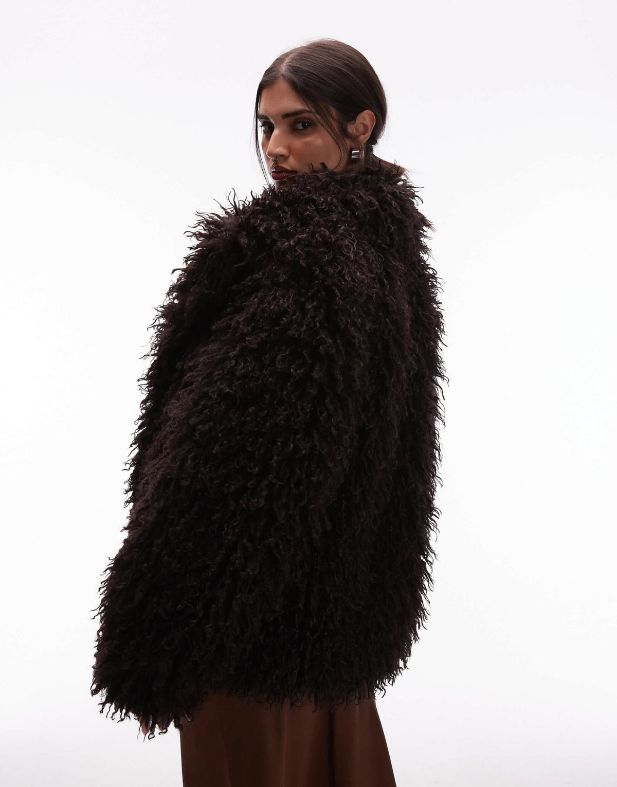 & Other Stories shaggy faux fur jacket in brown - ASOS Sample Sale