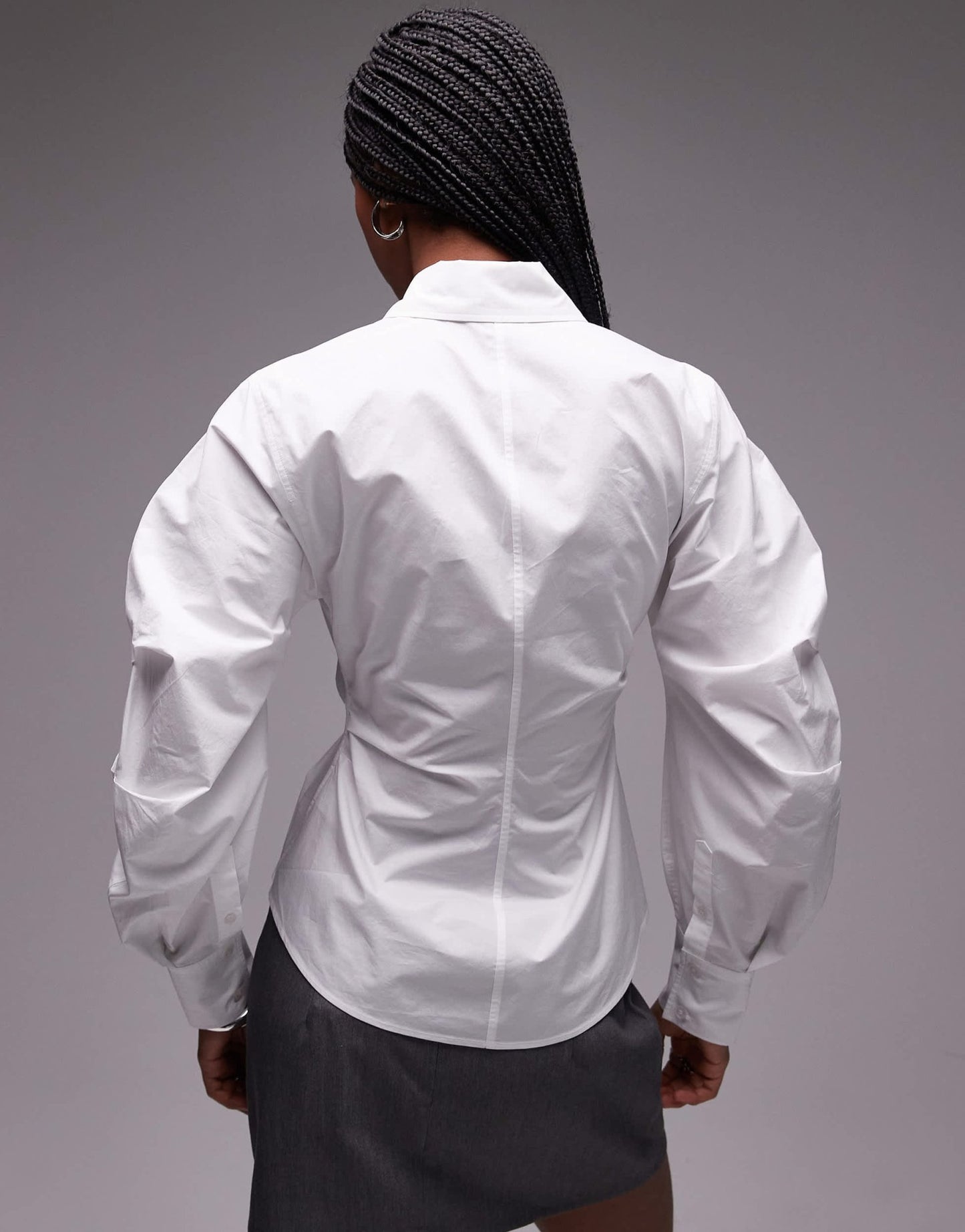 & Other Stories shirt with asymmetric button front with volume sleeves in white - ASOS Sample Sale