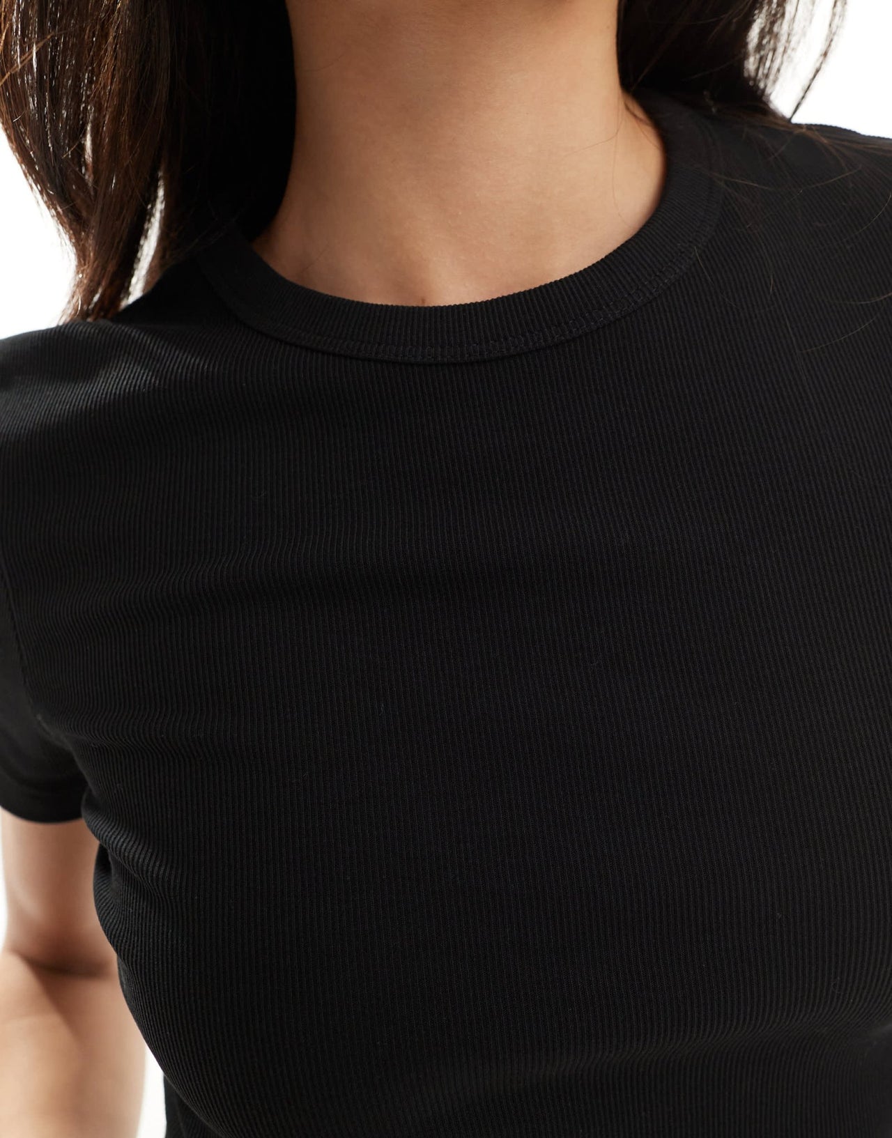 & Other Stories short sleeve ribbed fitted top in black - ASOS Sample Sale