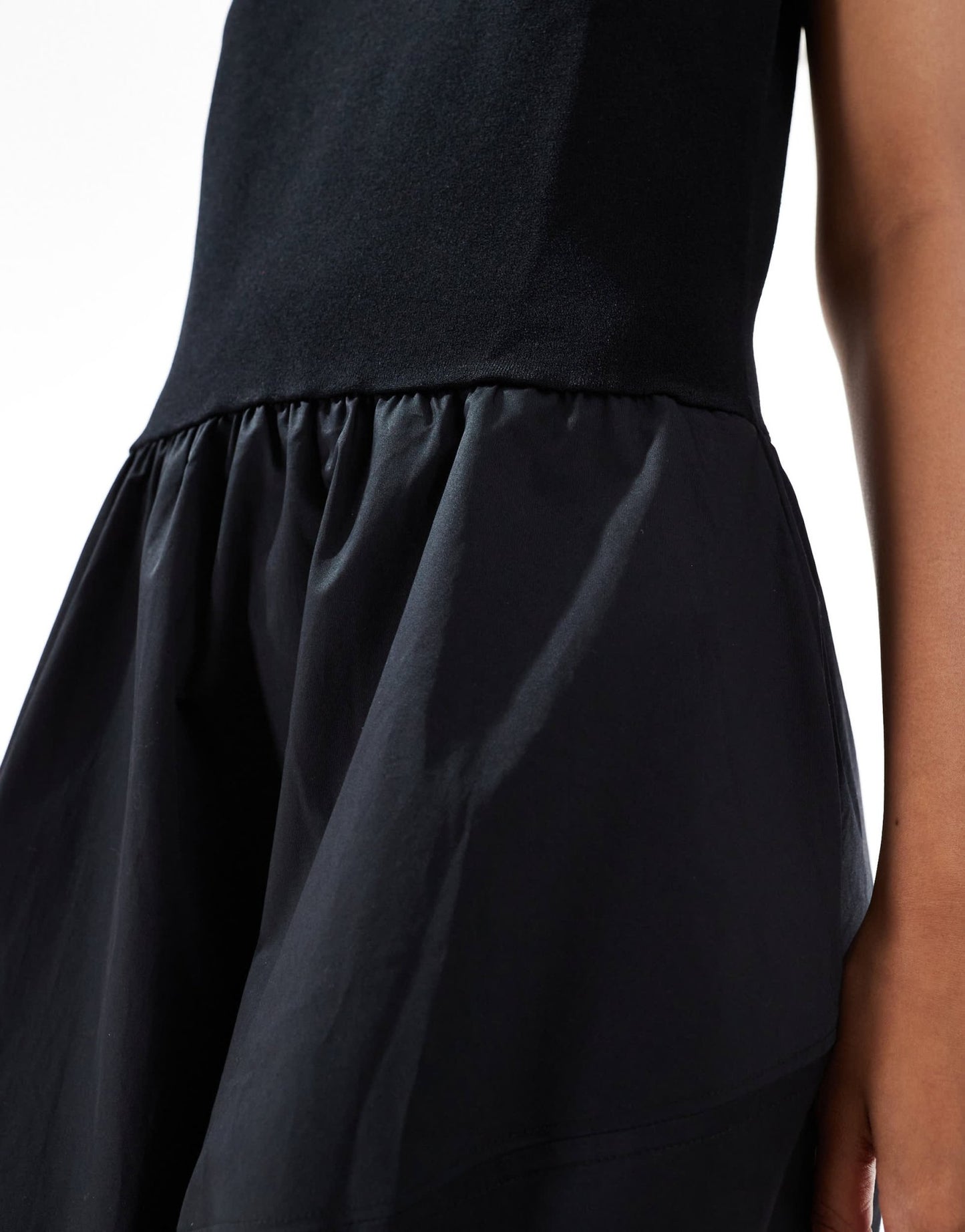 & Other Stories sleeveless contrast fabric midi dress with asymmetric hem in black - ASOS Sample Sale